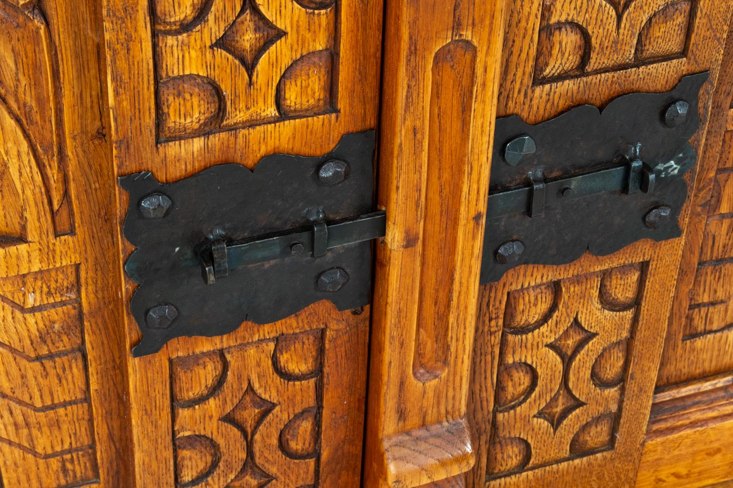 Kjaernulf Style Brutalist Danish Oak Sideboard, Circa 1970's For Sale 2