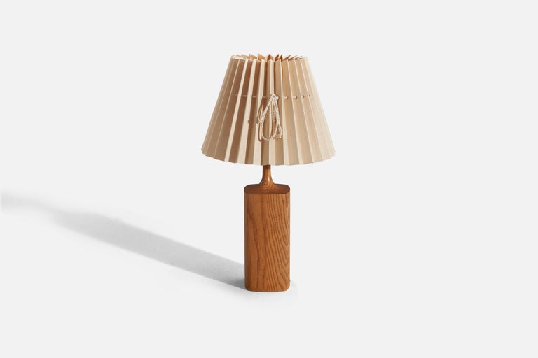 Kjell Blomberg, Table Lamp, Oak, Paper, Cord, Sweden, 1960s For Sale at