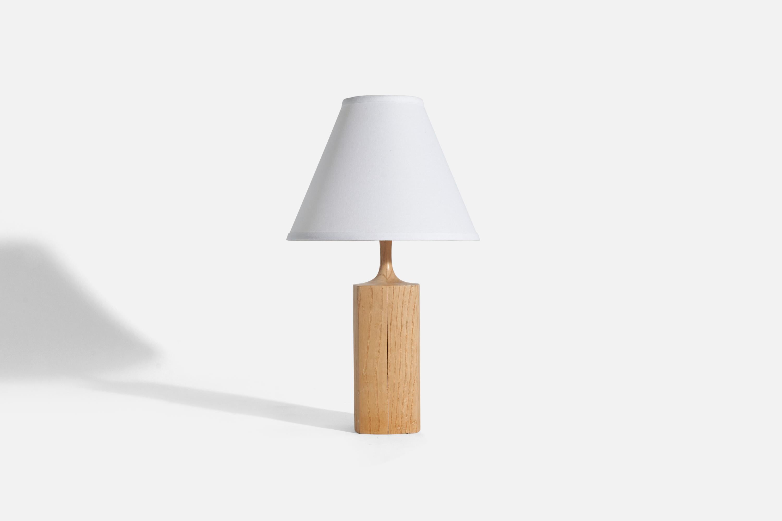An oak table lamp designed and produced by Kjell Blomberg, Sweden, c. 1960s. 

Sold without Lampshade(s)
Dimensions of Lamp (inches) : 13.25 x 3.5 x 3.5 (Height x Width x Depth)
Dimensions of Shade (inches) : 4.25 x 10.25 x 8 (Top Diameter x Bottom