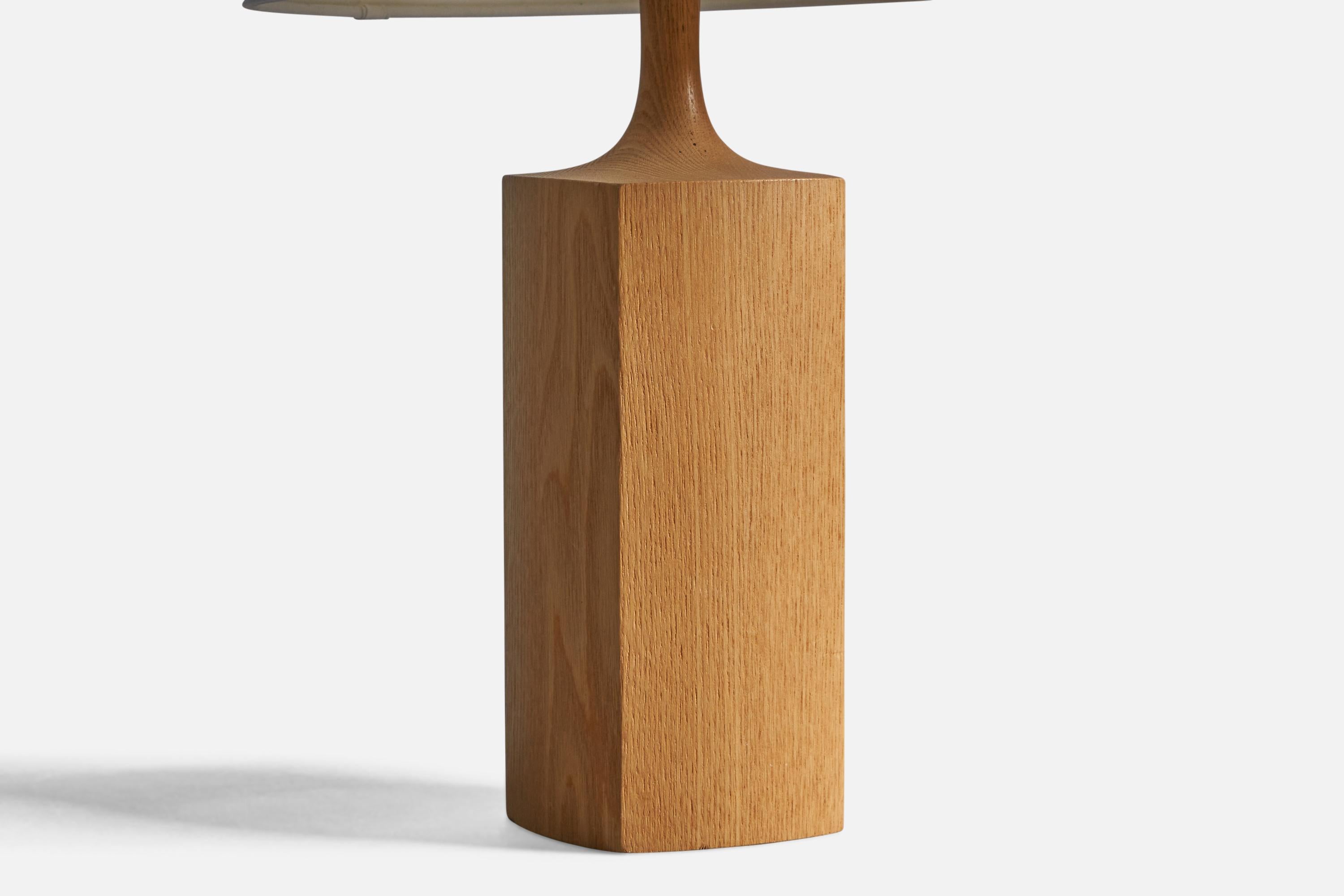 Swedish Kjell Blomberg, Table Lamp, Oak, Sweden, 1970s For Sale