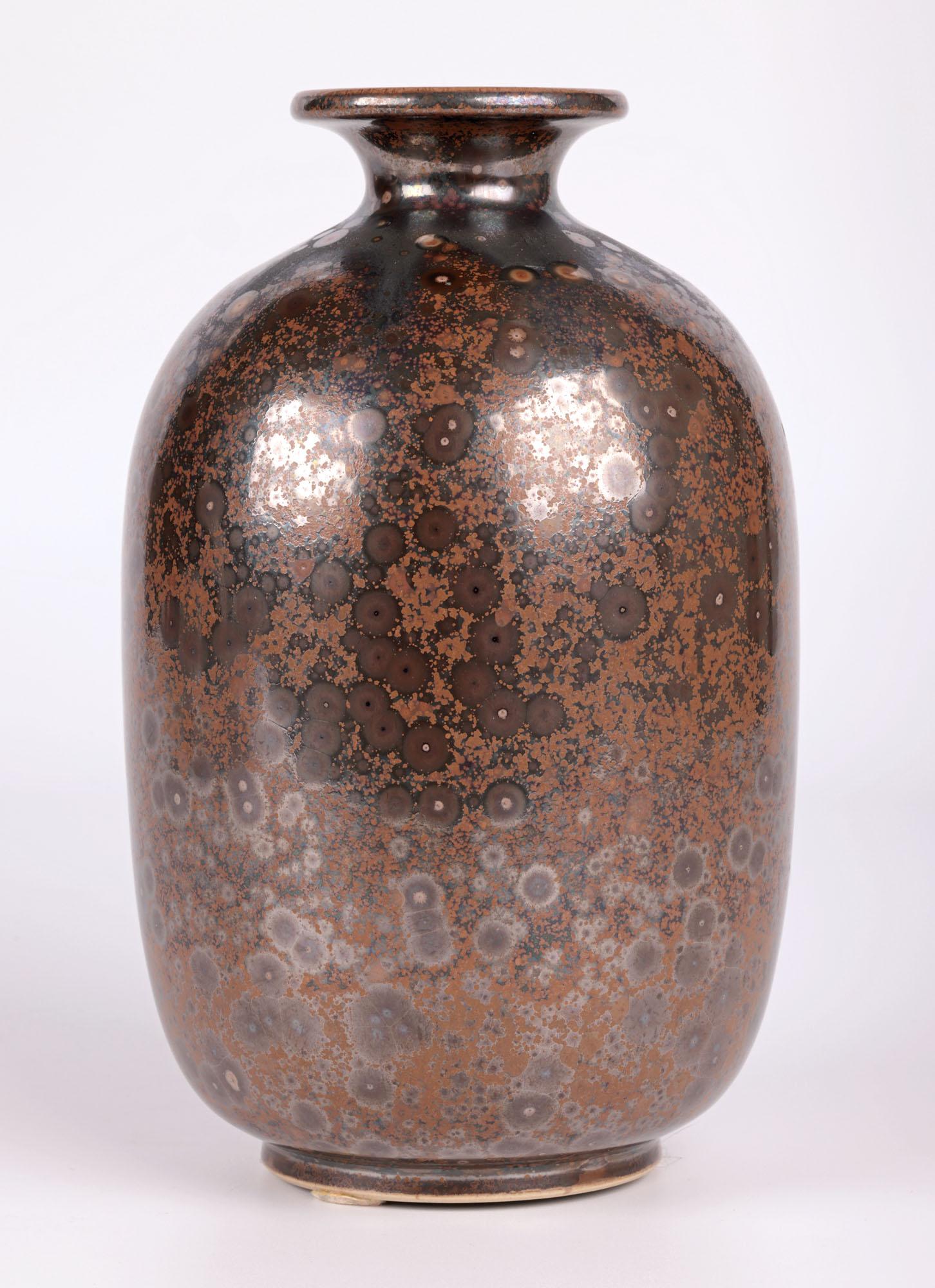 Kjell Bolinder Swedish Manganese Glazed Studio Pottery Vase For Sale 3
