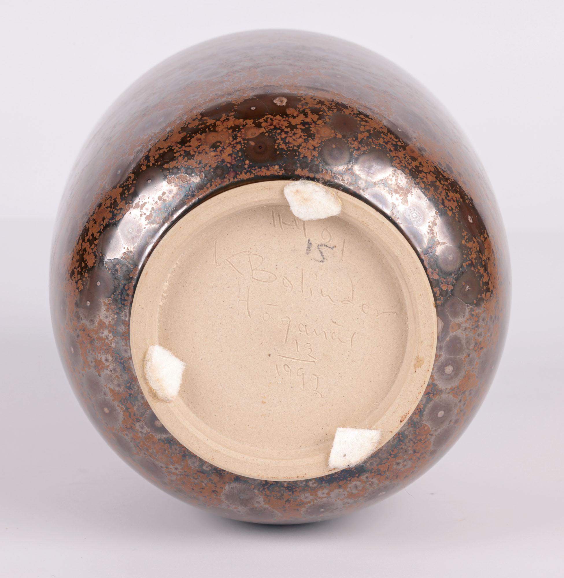 Jarrón de cerámica sueca Studio Pottery esmaltado en manganeso Kjell Bolinder en venta 4