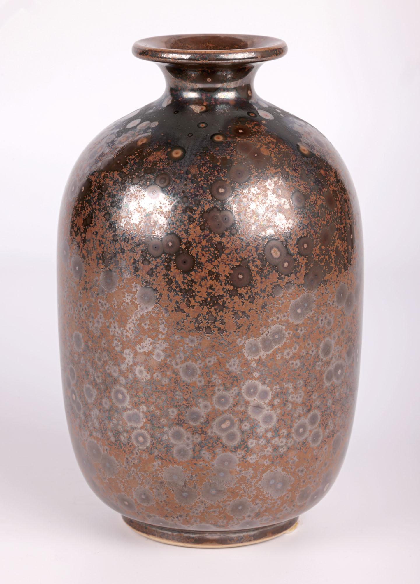 Kjell Bolinder Swedish Manganese Glazed Studio Pottery Vase en vente 5