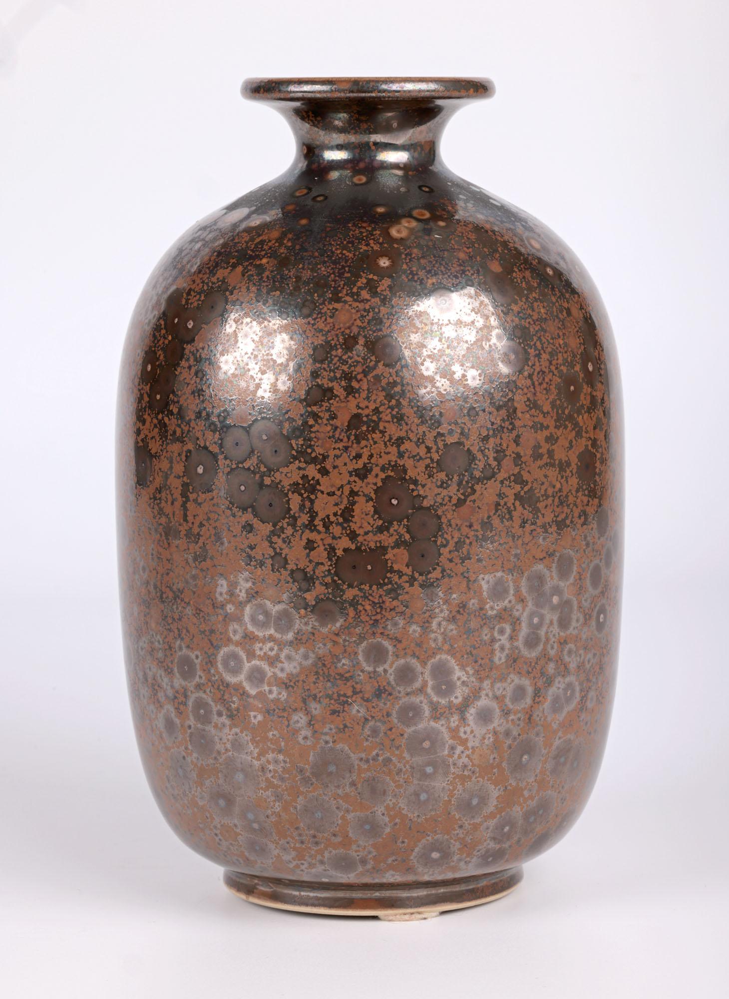Kjell Bolinder Swedish Manganese Glazed Studio Pottery Vase en vente 8