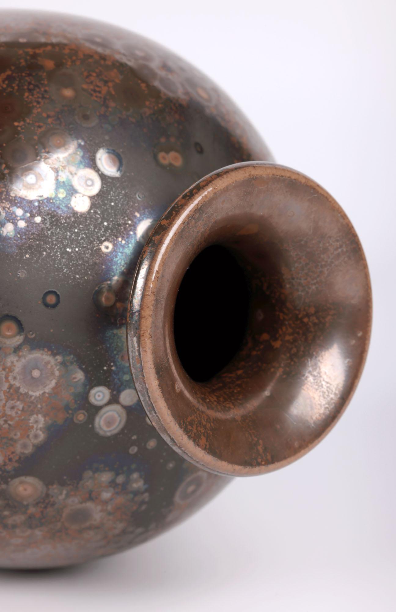 Kjell Bolinder Swedish Manganese Glazed Studio Pottery Vase For Sale 1