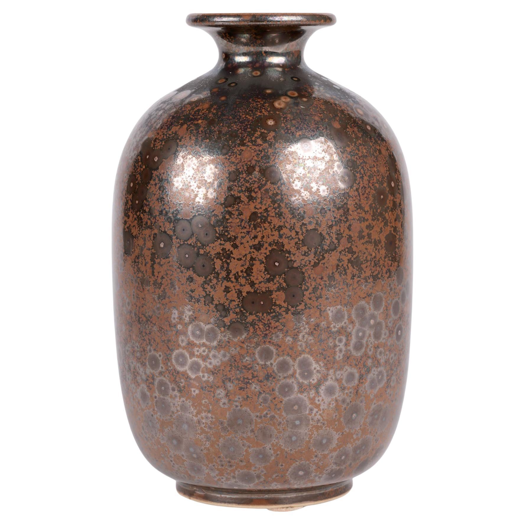 Kjell Bolinder Swedish Manganese Glazed Studio Pottery Vase For Sale