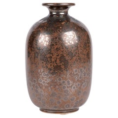 Vintage Kjell Bolinder Swedish Manganese Glazed Studio Pottery Vase