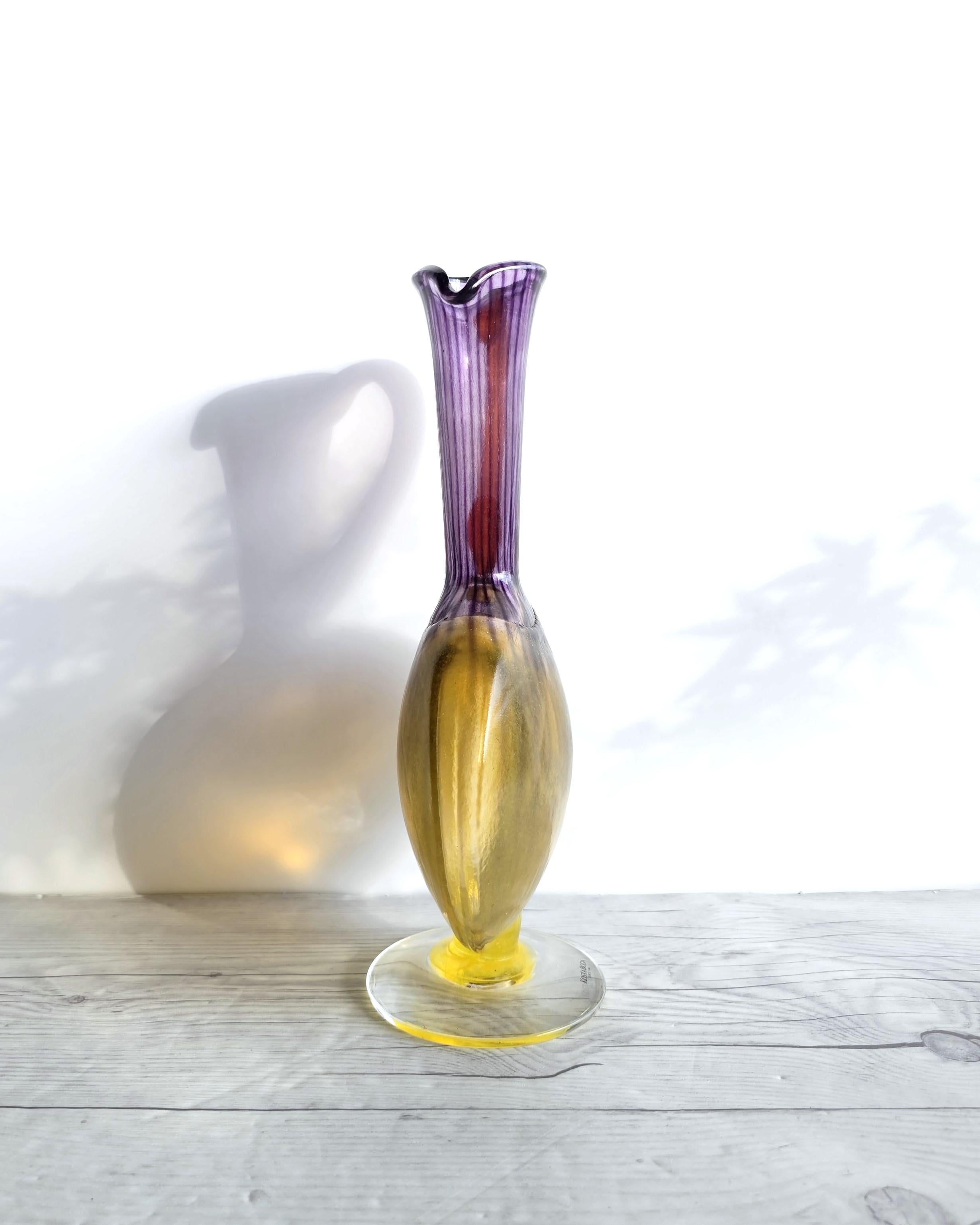 Kjell Engman 1989 'Bon Bon' Series, Kosta Boda, Amethyst and Lemon Pitcher Vase 3