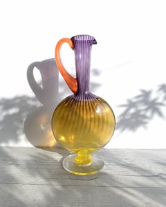 Kjell Engman 1989 'Bon Bon' Series, Kosta Boda, Amethyst and Lemon Pitcher Vase