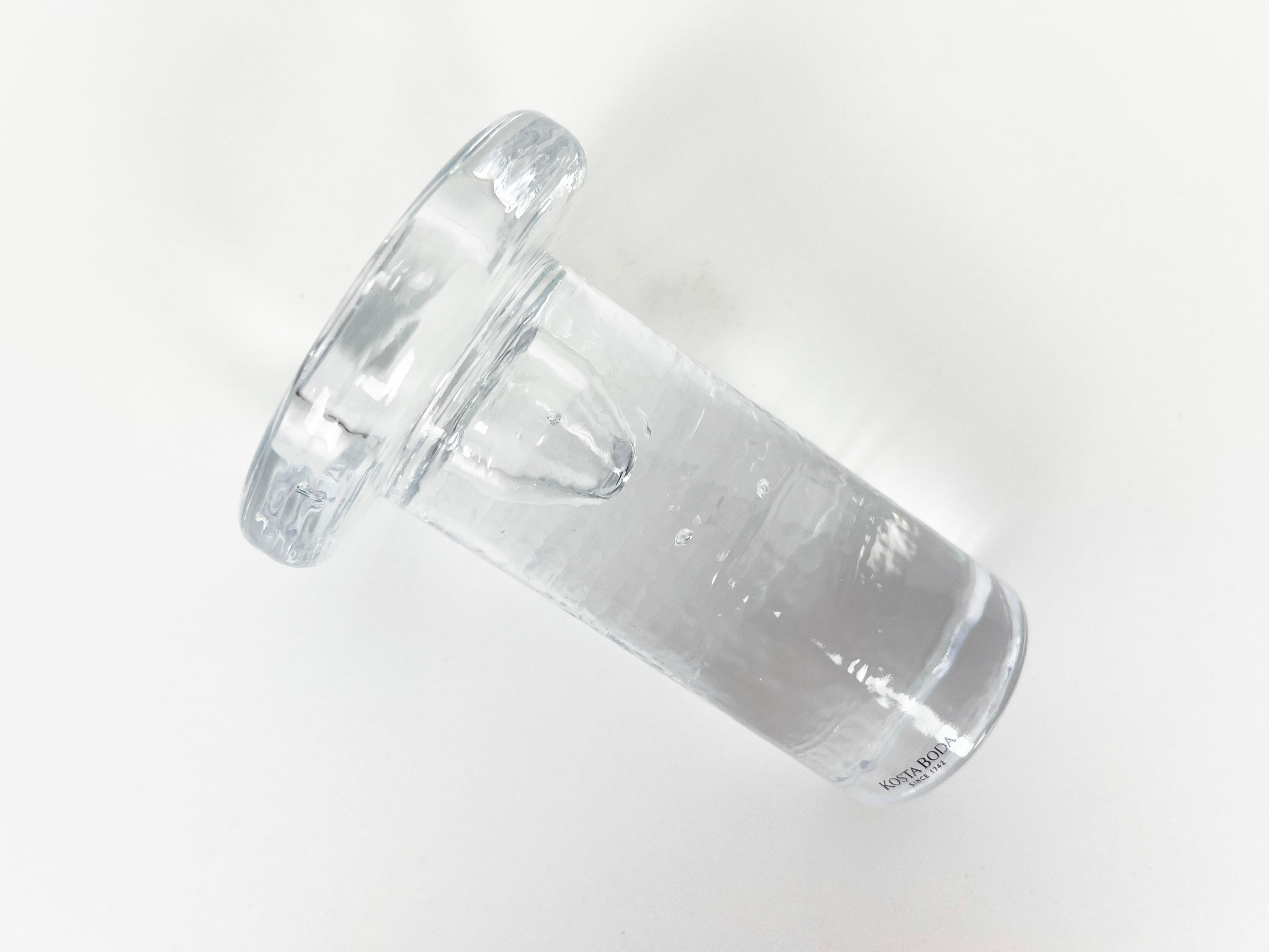 Mid-Century Modern Kjell Engman Clear Glass Candleholder for Kosta Boda For Sale