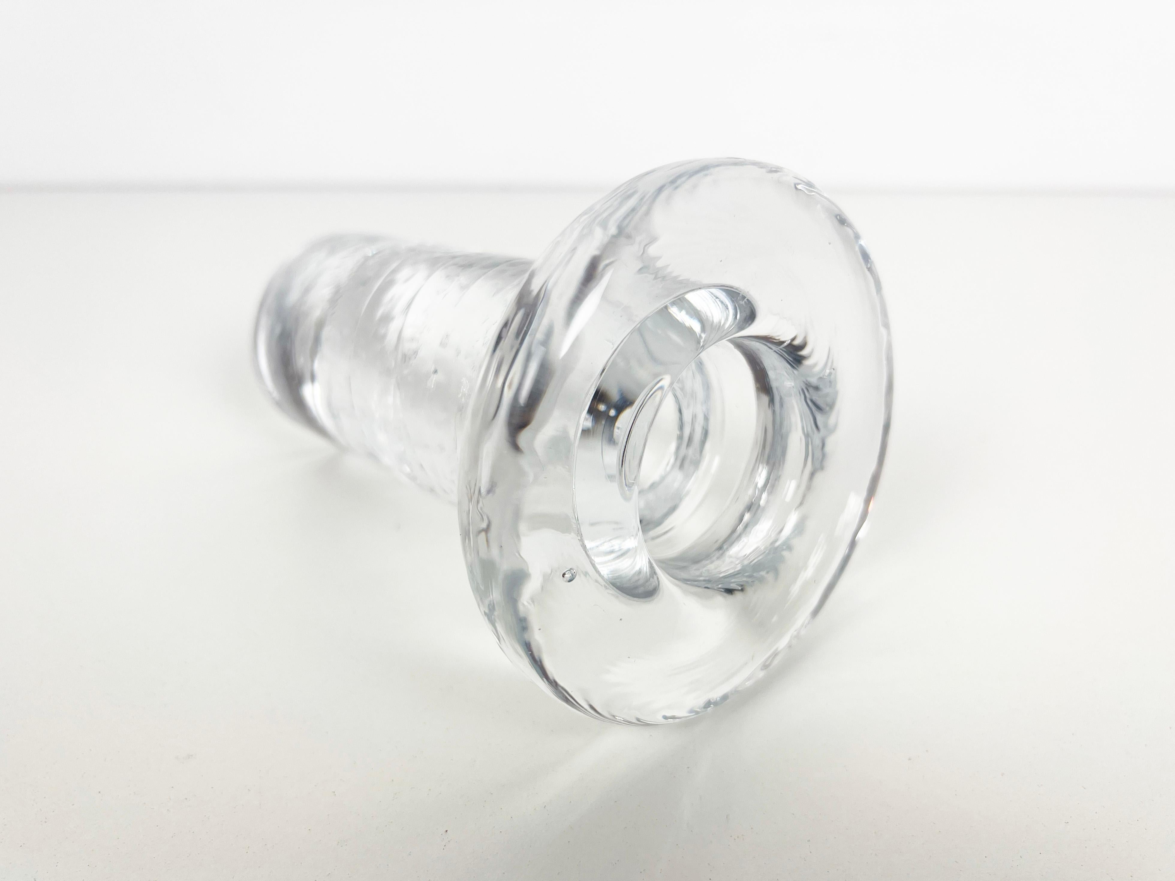 Swedish Kjell Engman Clear Glass Candleholder for Kosta Boda For Sale