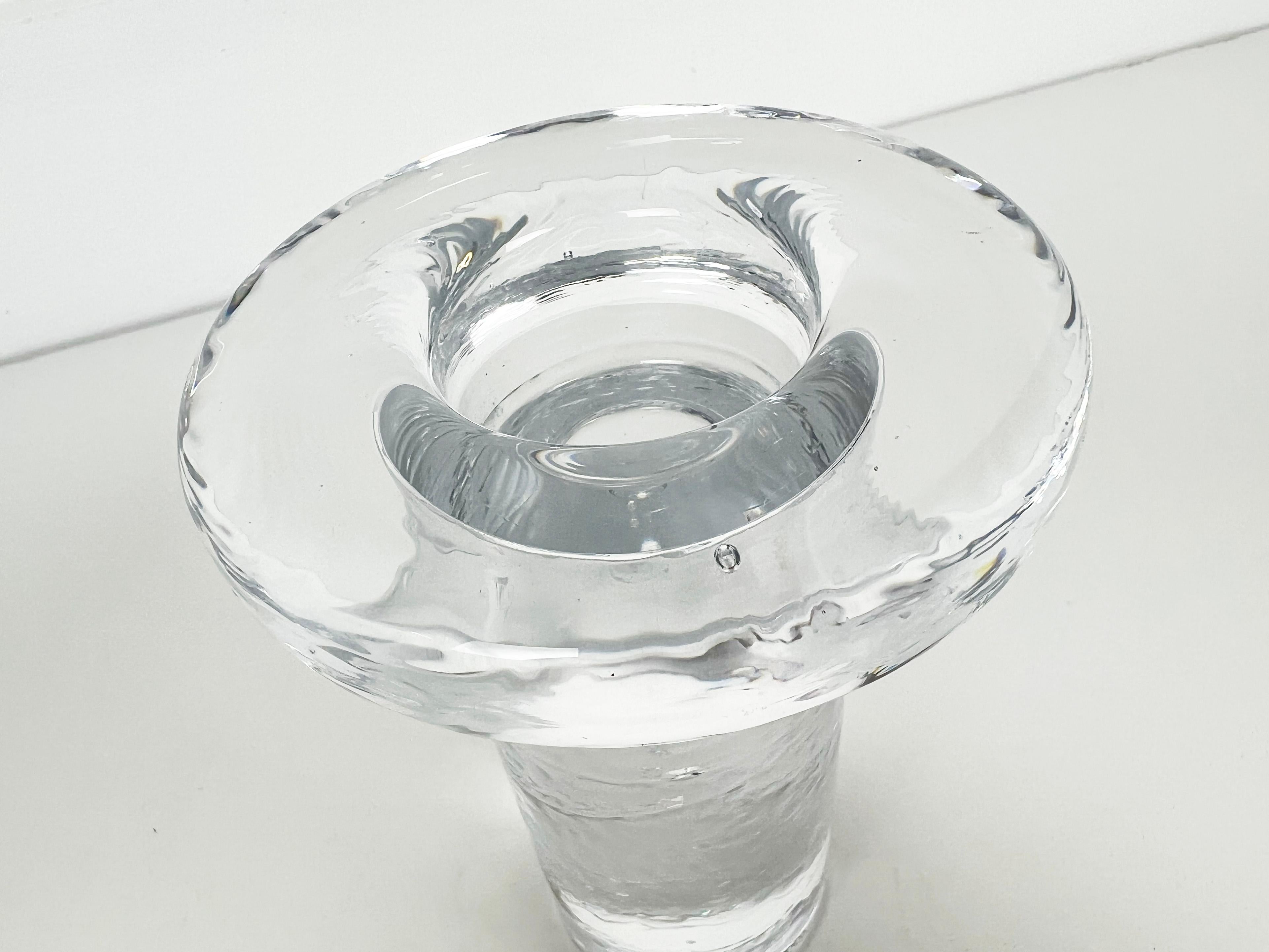 Kjell Engman Clear Glass Candleholder for Kosta Boda In Excellent Condition For Sale In Fort Lauderdale, FL