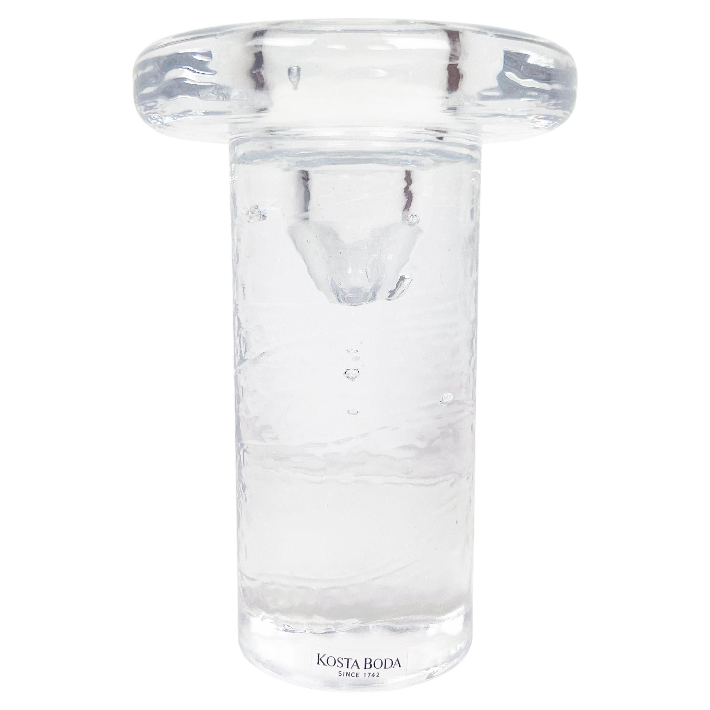 Kjell Engman Clear Glass Candleholder for Kosta Boda For Sale