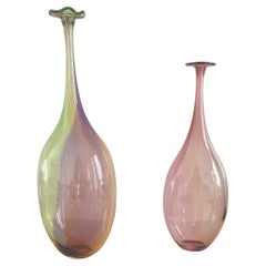 Kjell Engman, Pair of bottles mod. Fidji multi color, prod. Kosta Boda