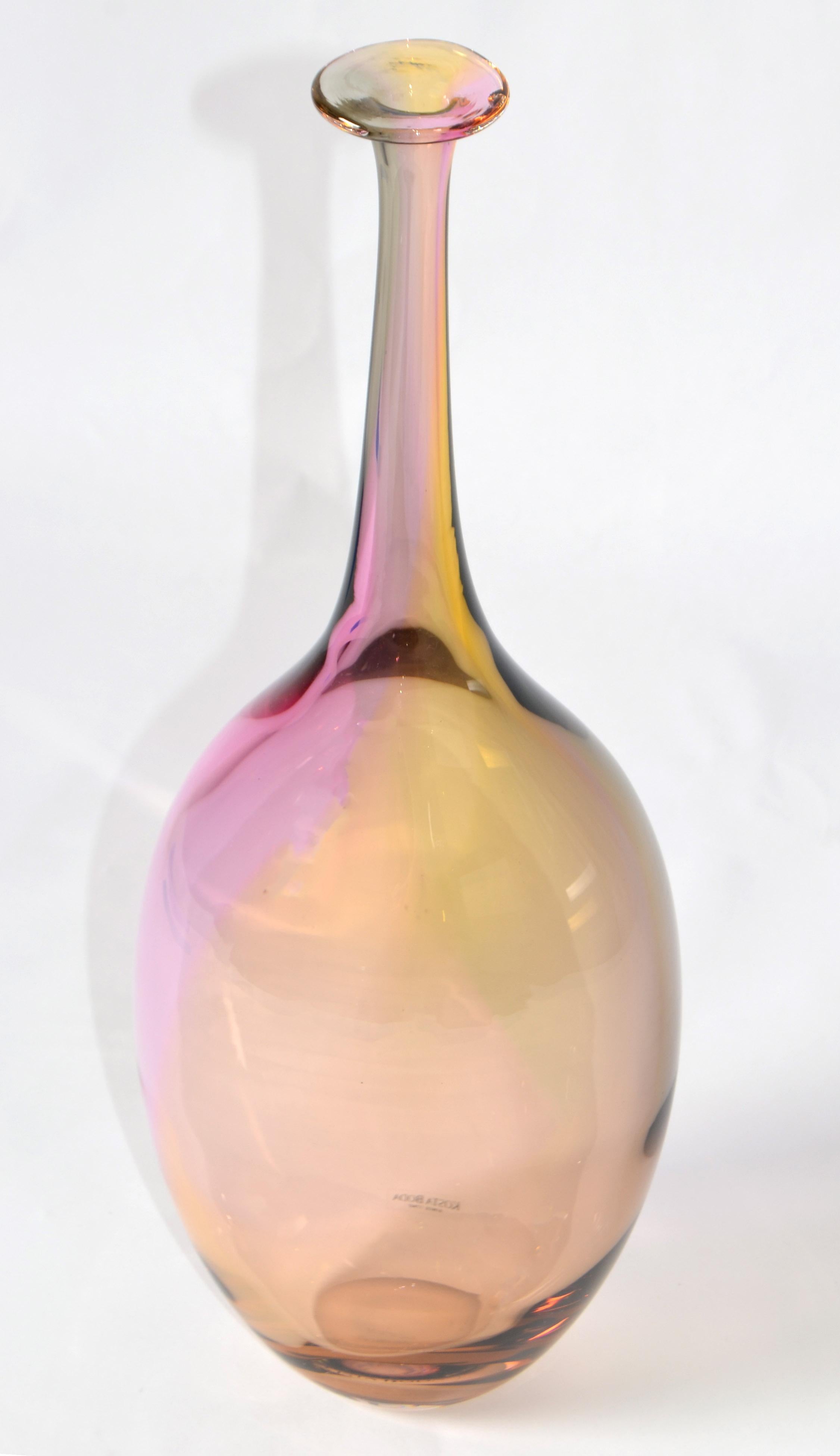 Mid-Century Modern Kjell Engman Fidji Collection Colorful Crystal Bud Vase Scandinavian Kosta Boda For Sale