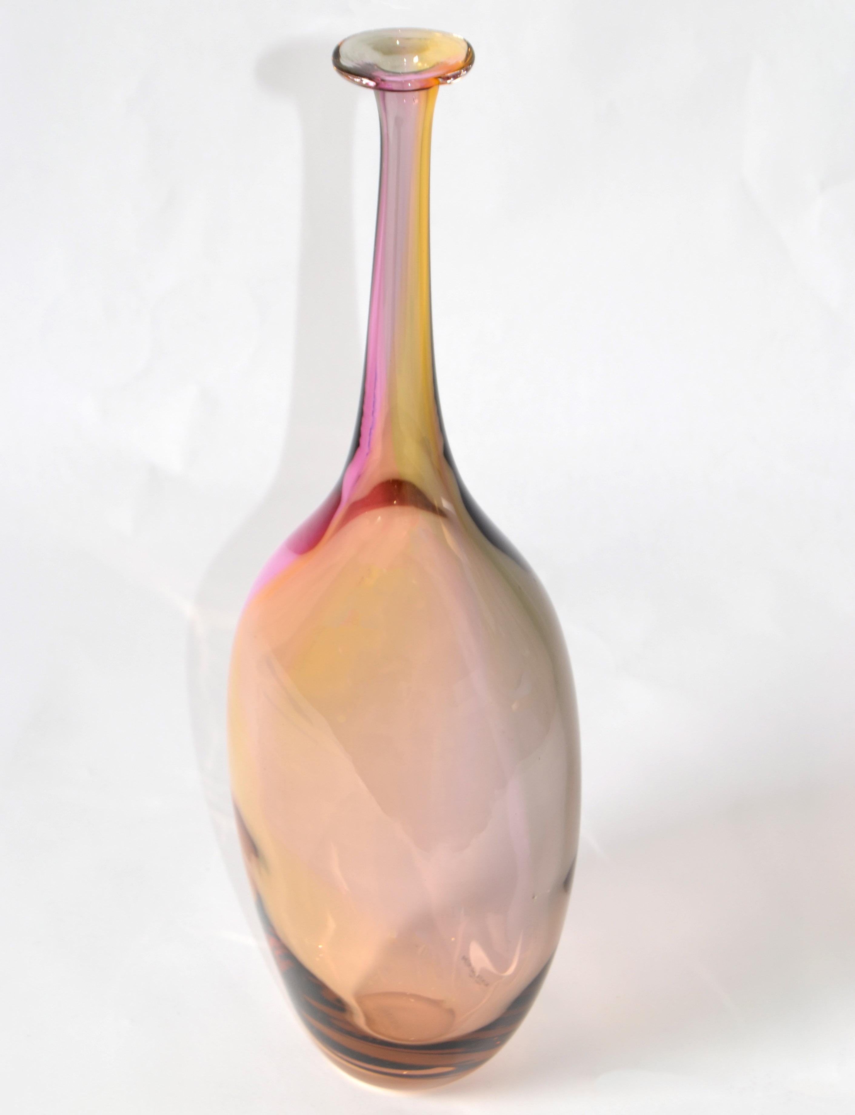 Fatto a mano Kjell Engman Collezione Fidji Vaso di cristallo colorato Scandinavo Kosta Boda in vendita
