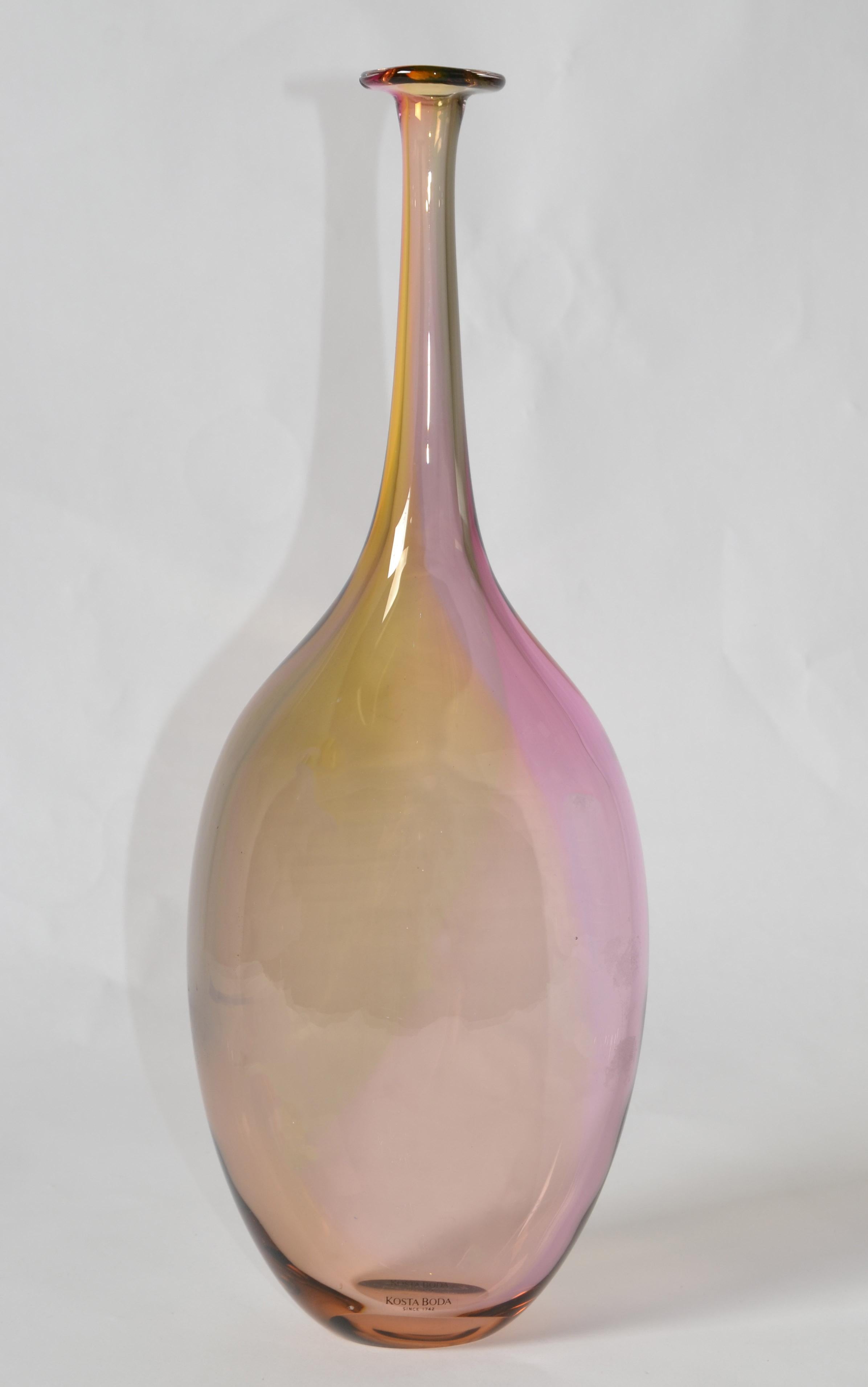 Hand-Crafted Kjell Engman Fidji Collection Colorful Crystal Bud Vase Scandinavian Kosta Boda For Sale