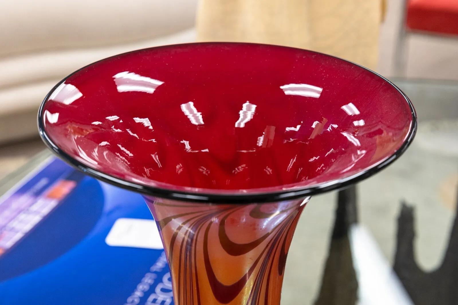 A Kjell Engman blown glass vase titled 