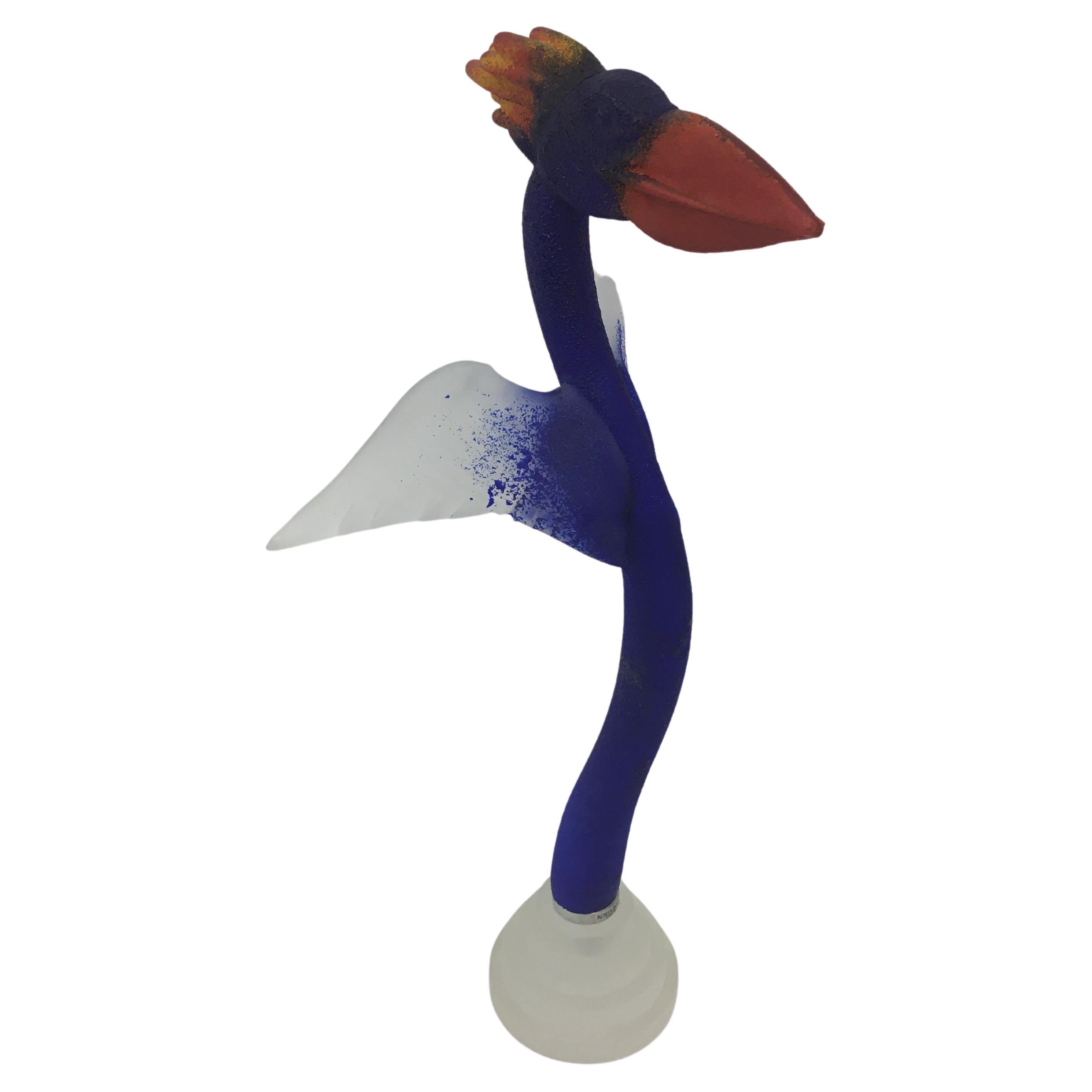 Kjell Engman pour Kosta Boda Grande sculpture d'oiseau , 1970 en vente