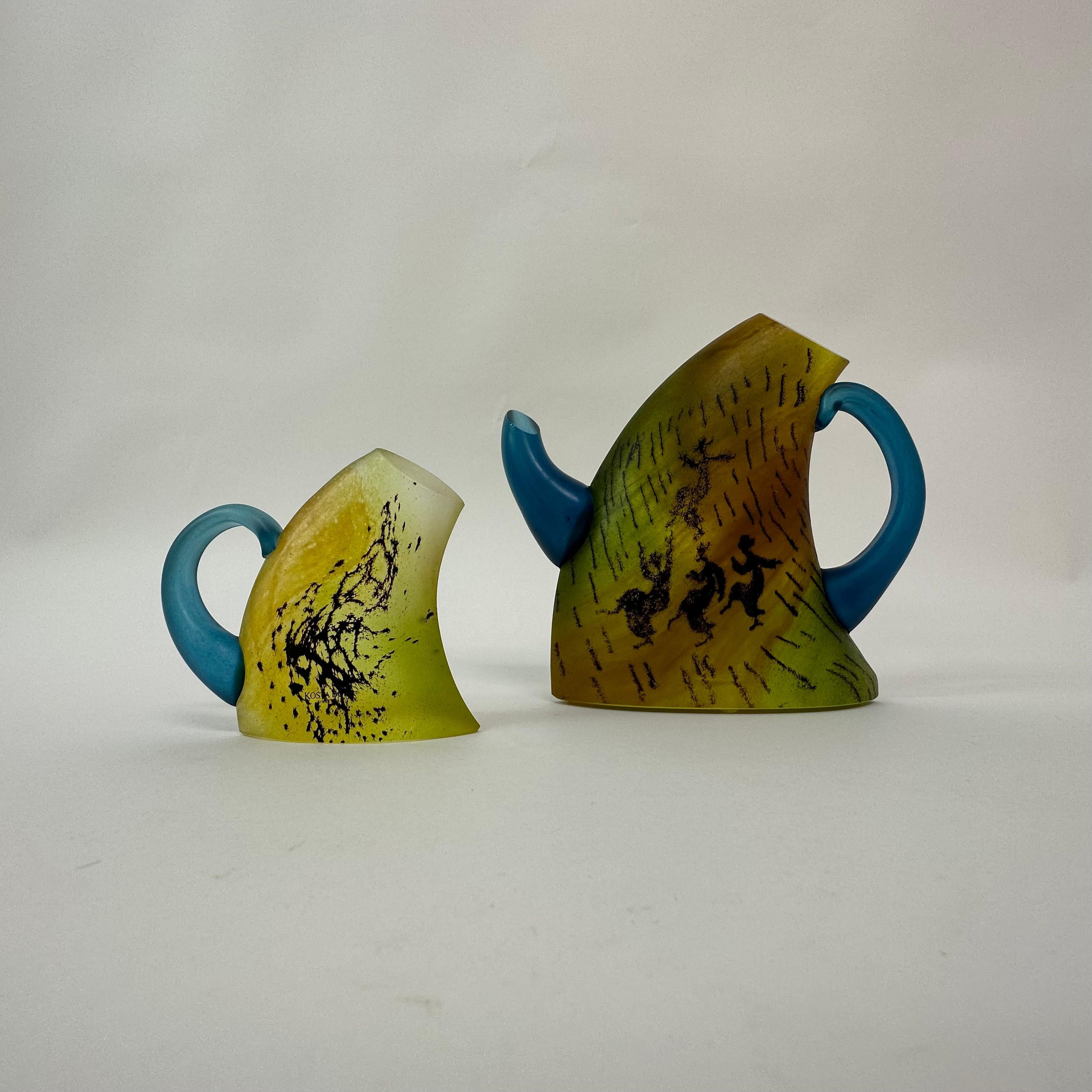 Kjell Engman for Kosta Boda Sweden Tea pot and mug Art glass , 1980's For Sale 4