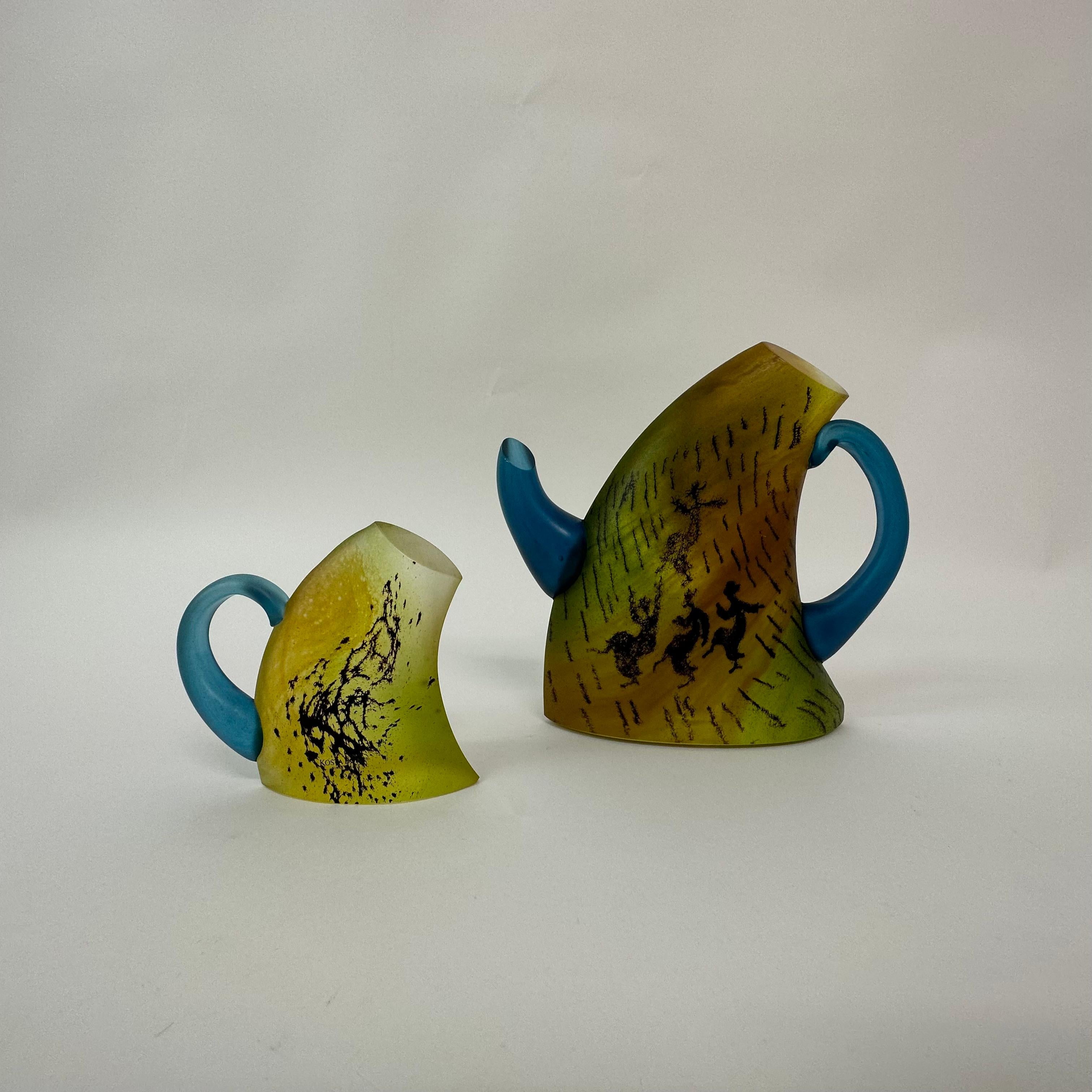 Kjell Engman for Kosta Boda Sweden Tea pot and mug Art glass , 1980's For Sale 5