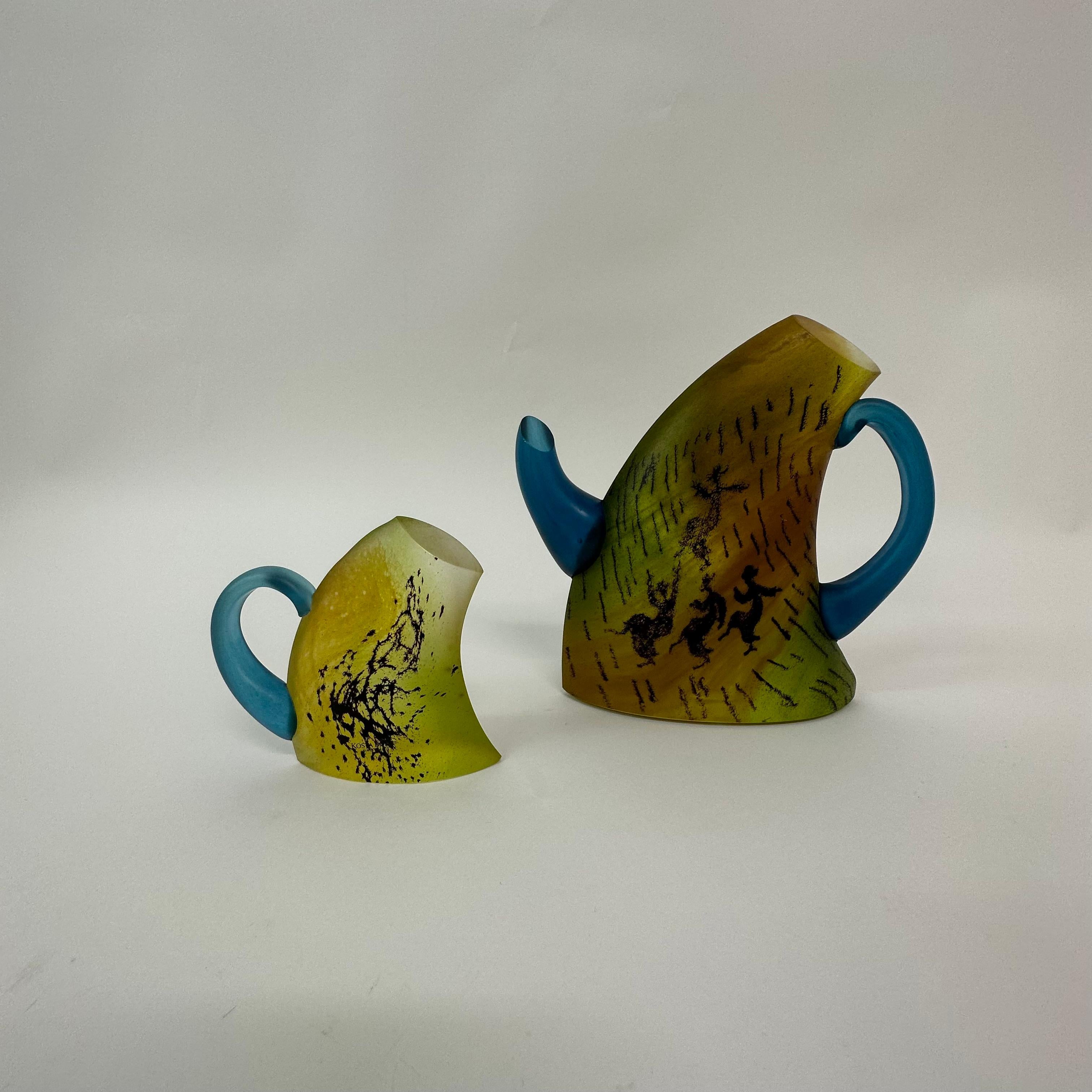 Kjell Engman for Kosta Boda Sweden Tea pot and mug Art glass , 1980's For Sale 6