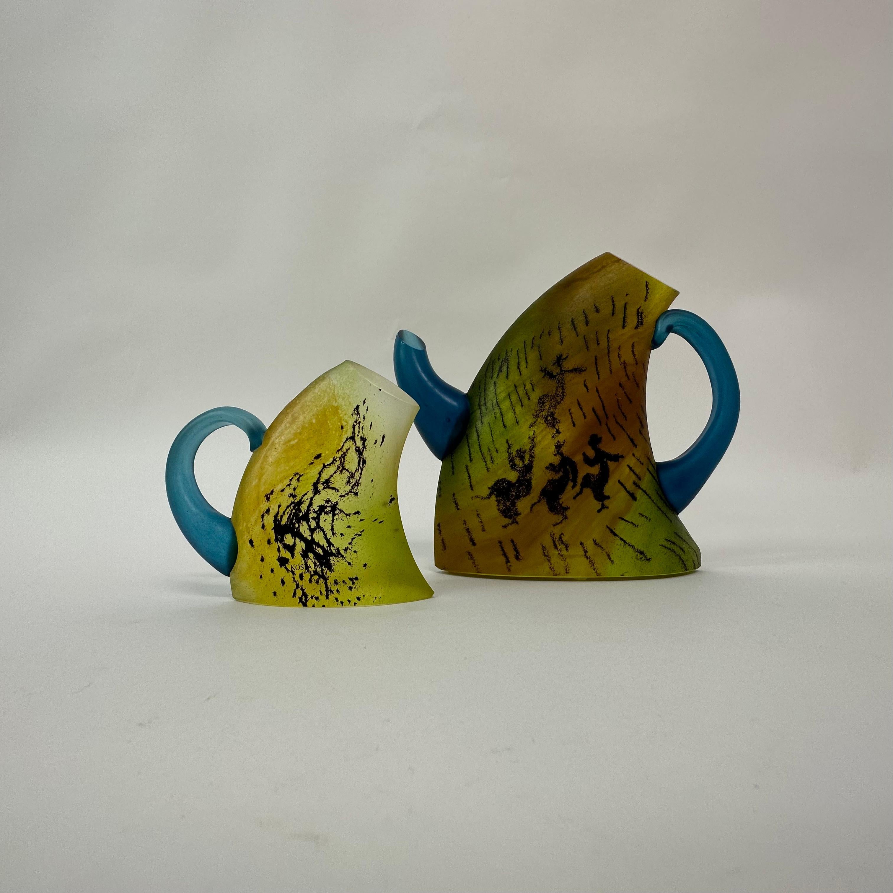 Kjell Engman for Kosta Boda Sweden Tea pot and mug Art glass , 1980's For Sale 2