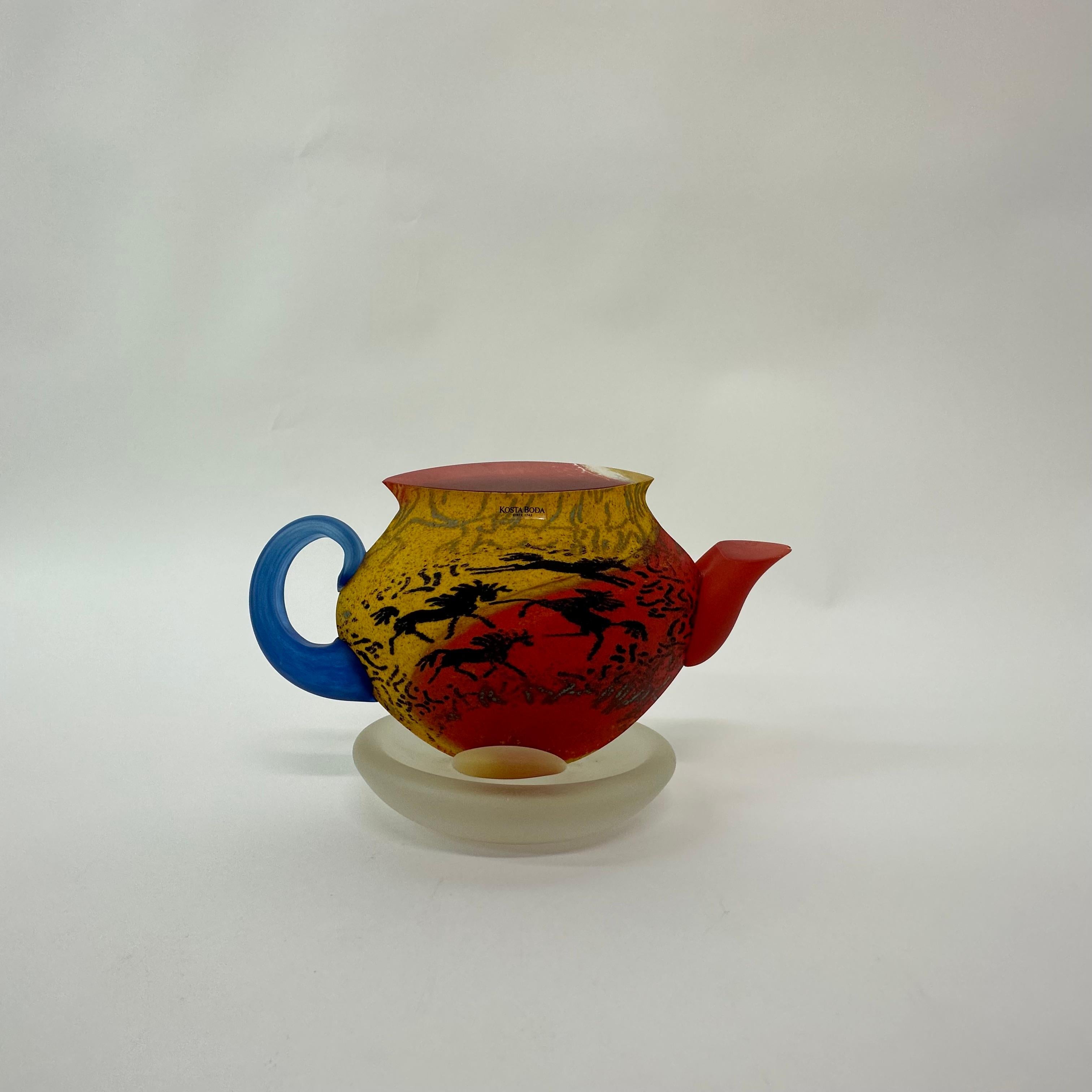 Kjell Engman for Kosta Boda Sweden tea pot Art glass , 1980's For Sale 3