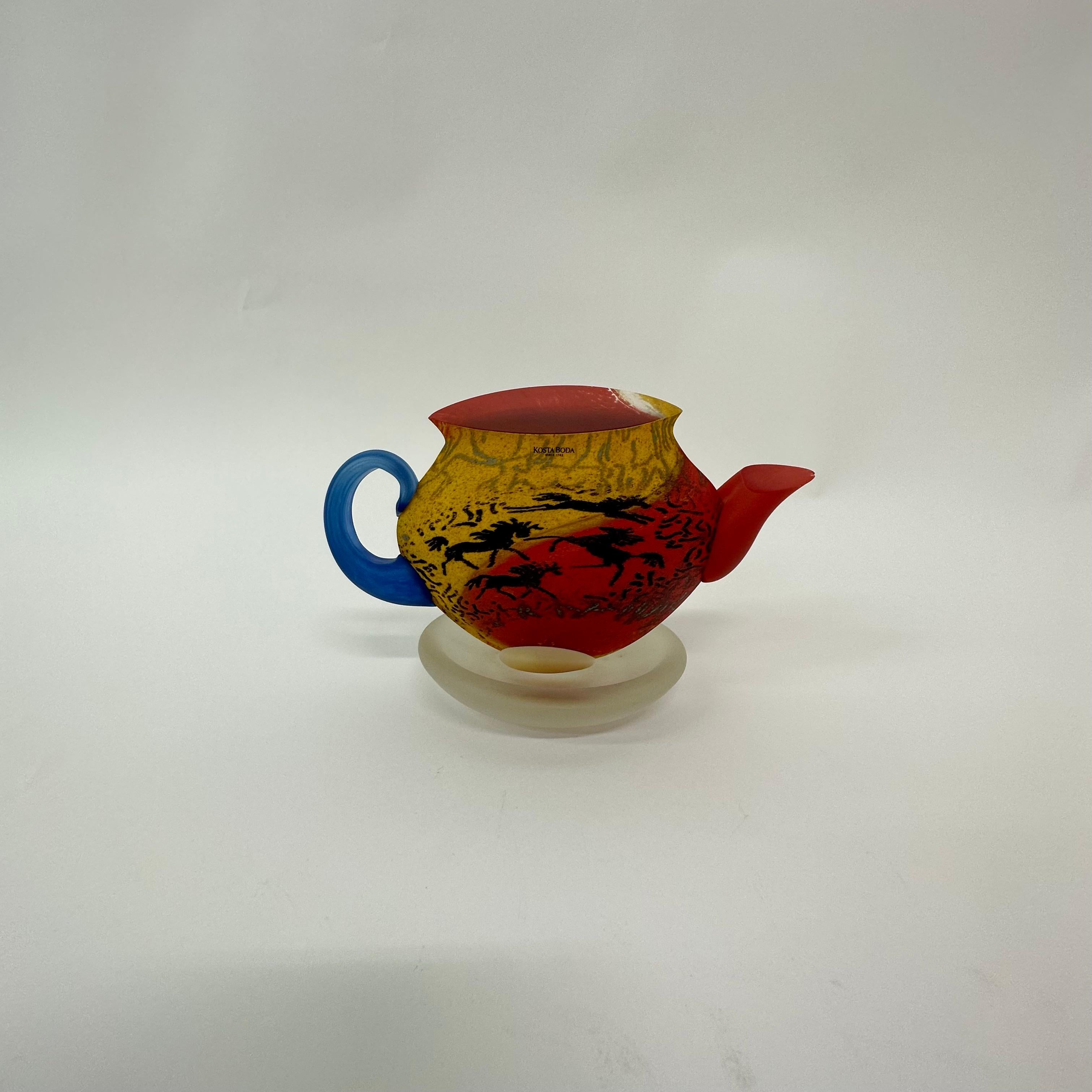 Kjell Engman for Kosta Boda Sweden tea pot Art glass , 1980's For Sale 4