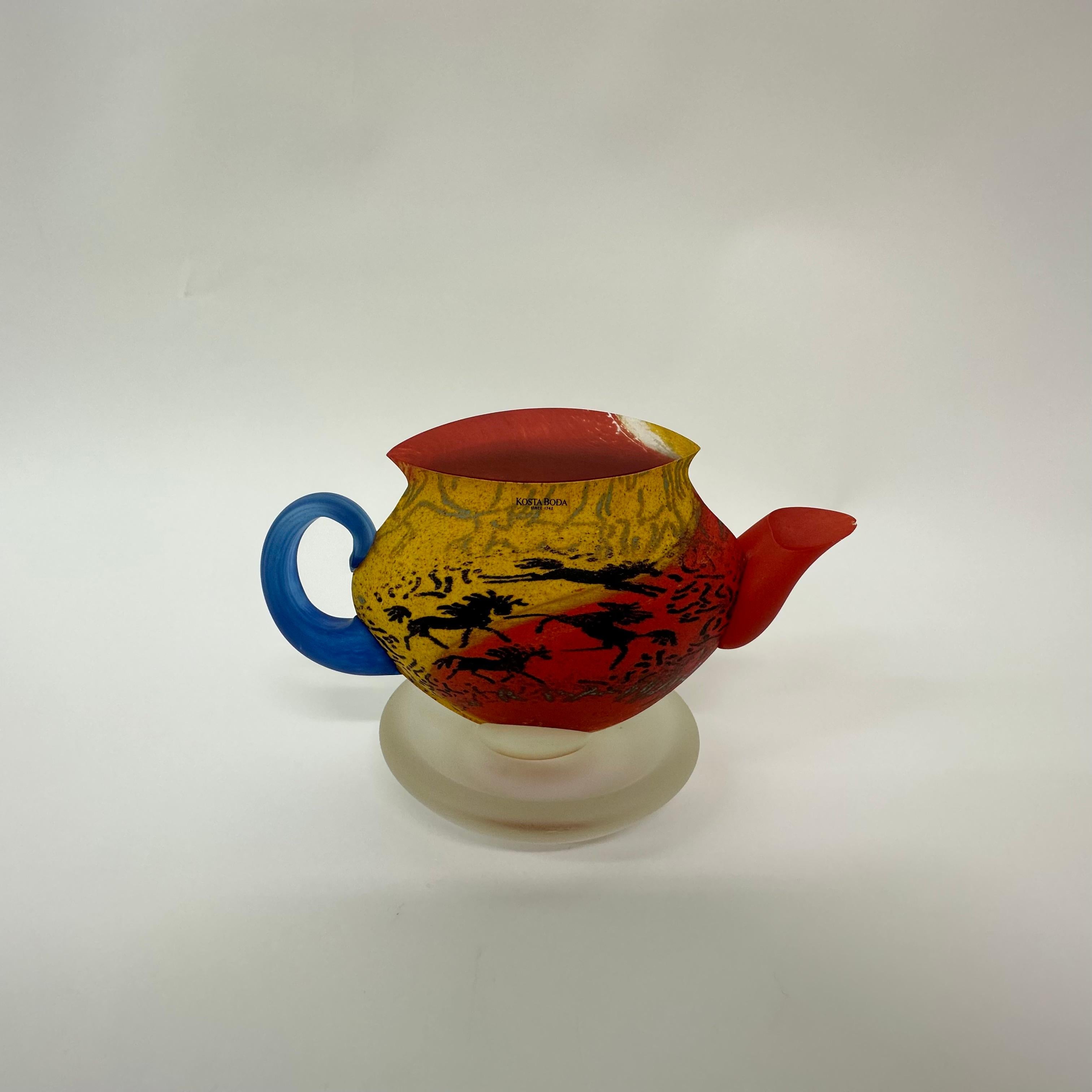Kjell Engman for Kosta Boda Sweden tea pot Art glass , 1980's For Sale 6
