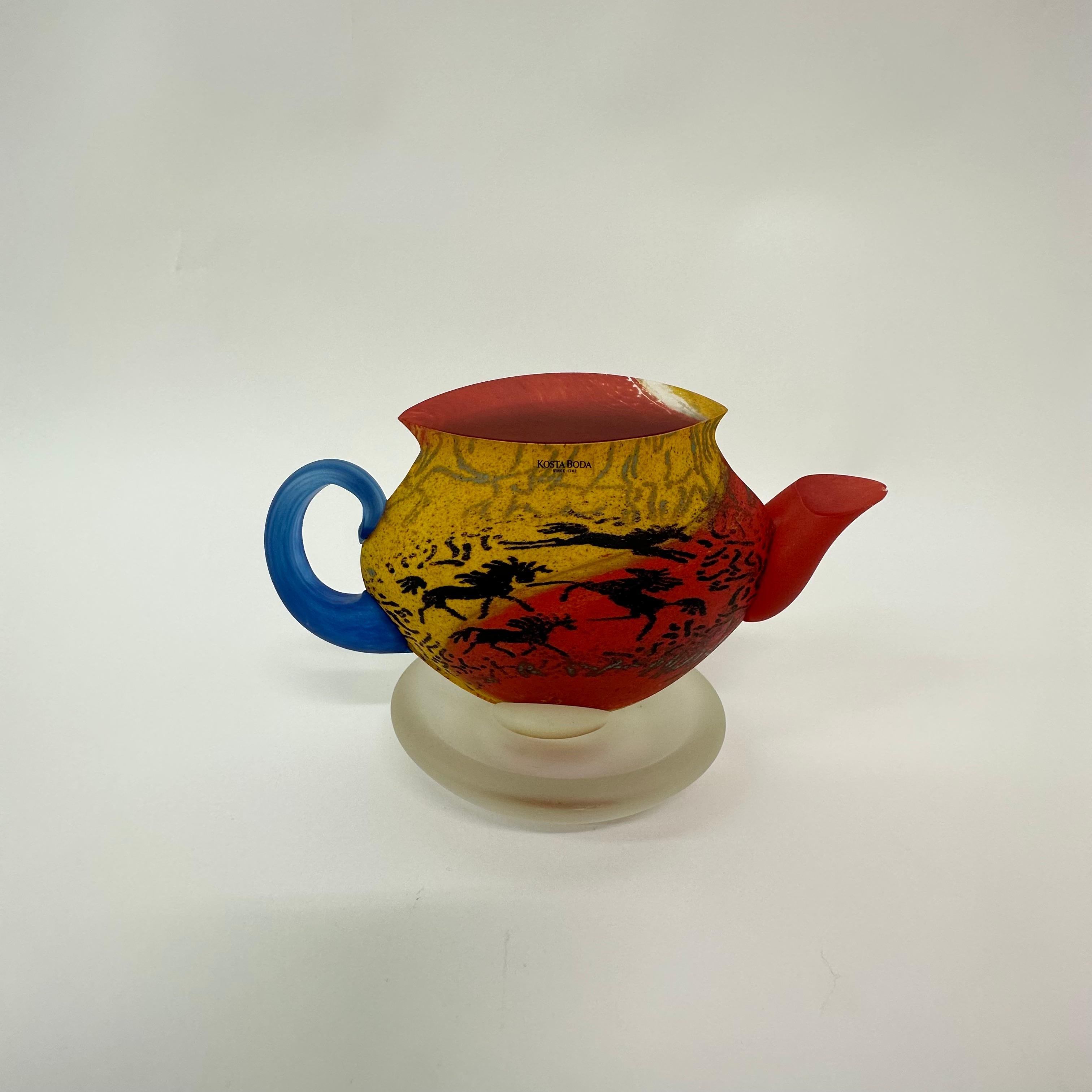 Kjell Engman for Kosta Boda Sweden tea pot Art glass , 1980's For Sale 7