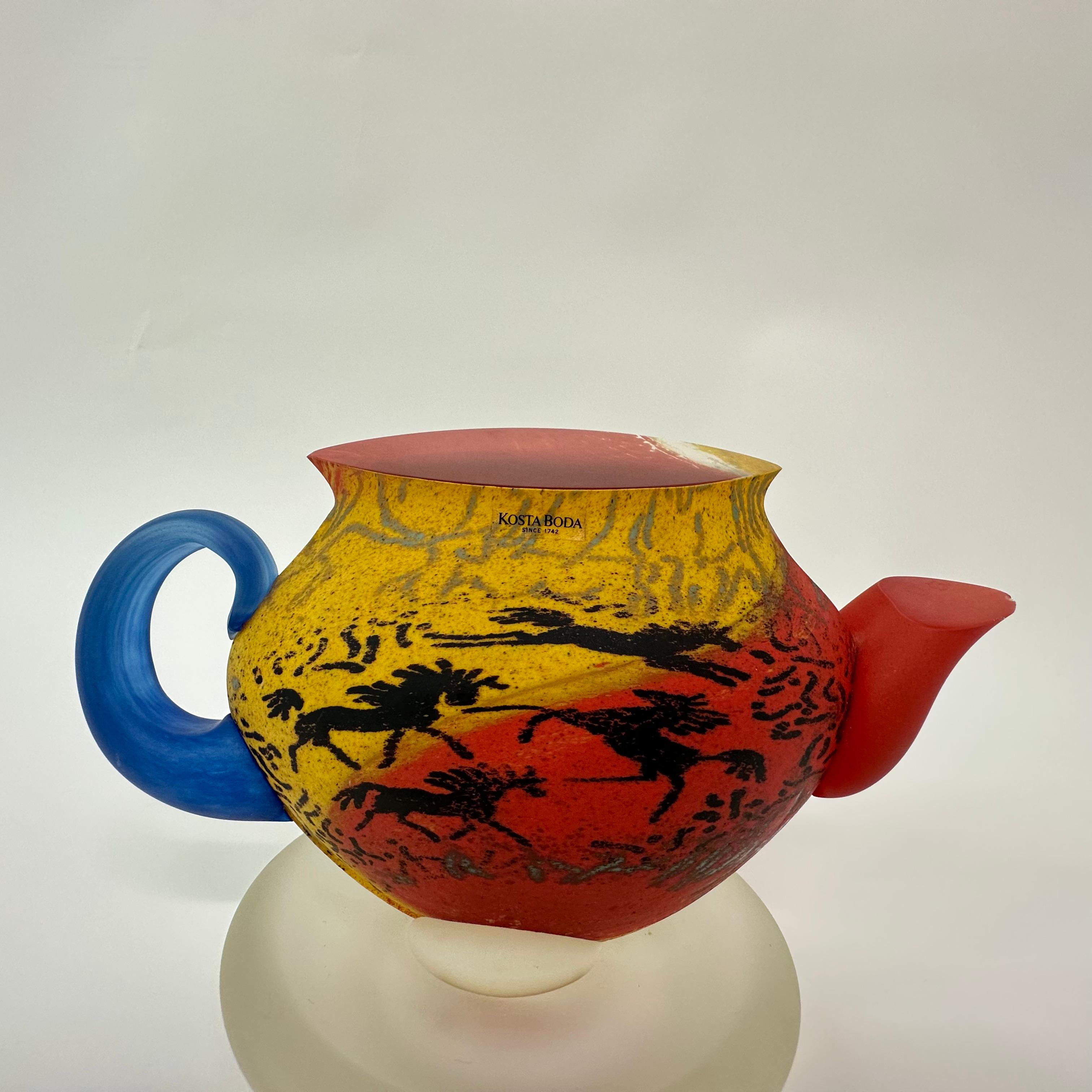 Kjell Engman for Kosta Boda Sweden tea pot Art glass , 1980's For Sale 9