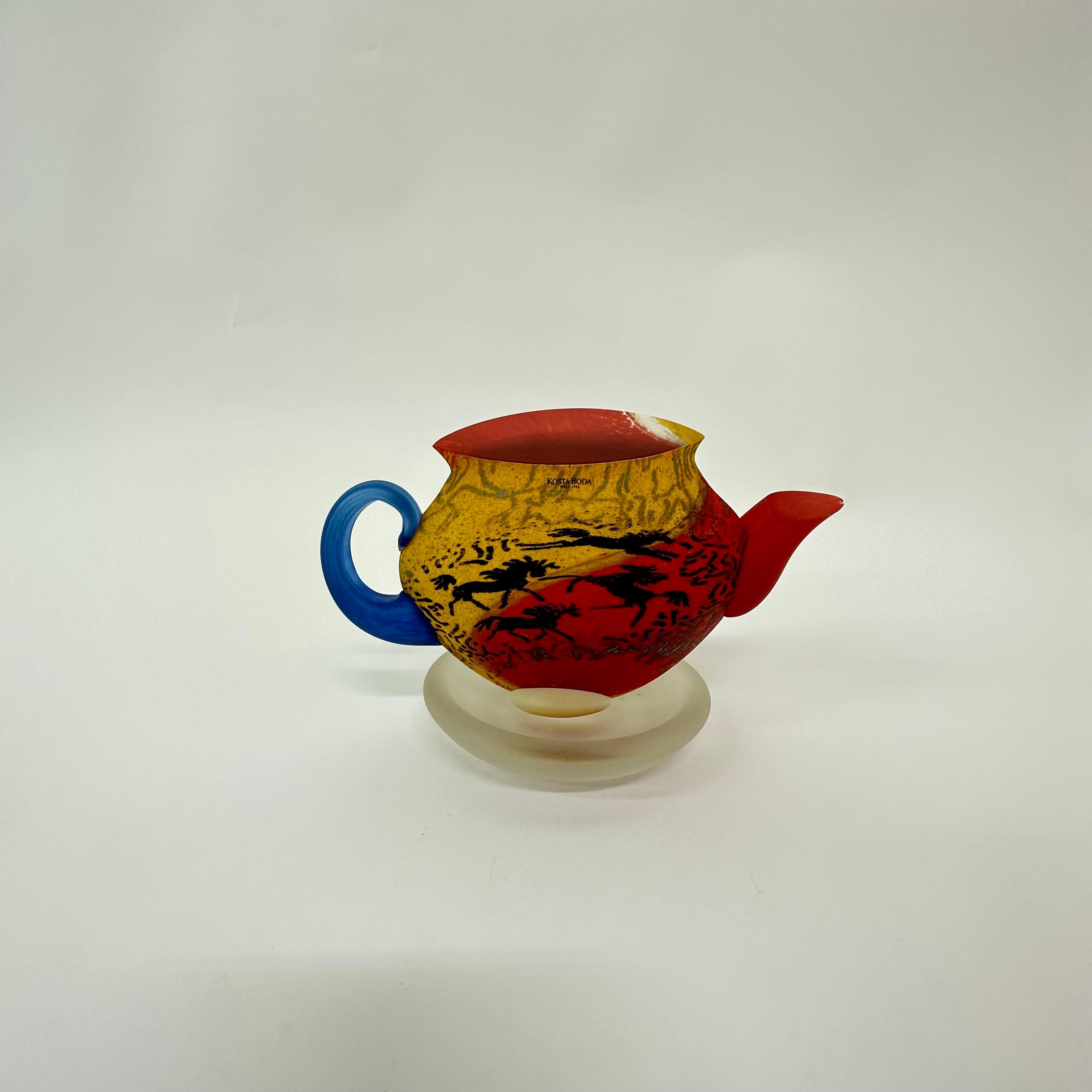 Swedish Kjell Engman for Kosta Boda Sweden tea pot Art glass , 1980's For Sale