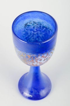 Kjell Engman for Kosta Boda. Wine glass in blue art glass, 1980/90s.