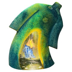 Kjell Engman Kosta Boda Art Glass Sculpture on Lighted Base