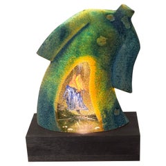Kjell Engman Kosta Boda Art Glass Sculpture on Lighted Base