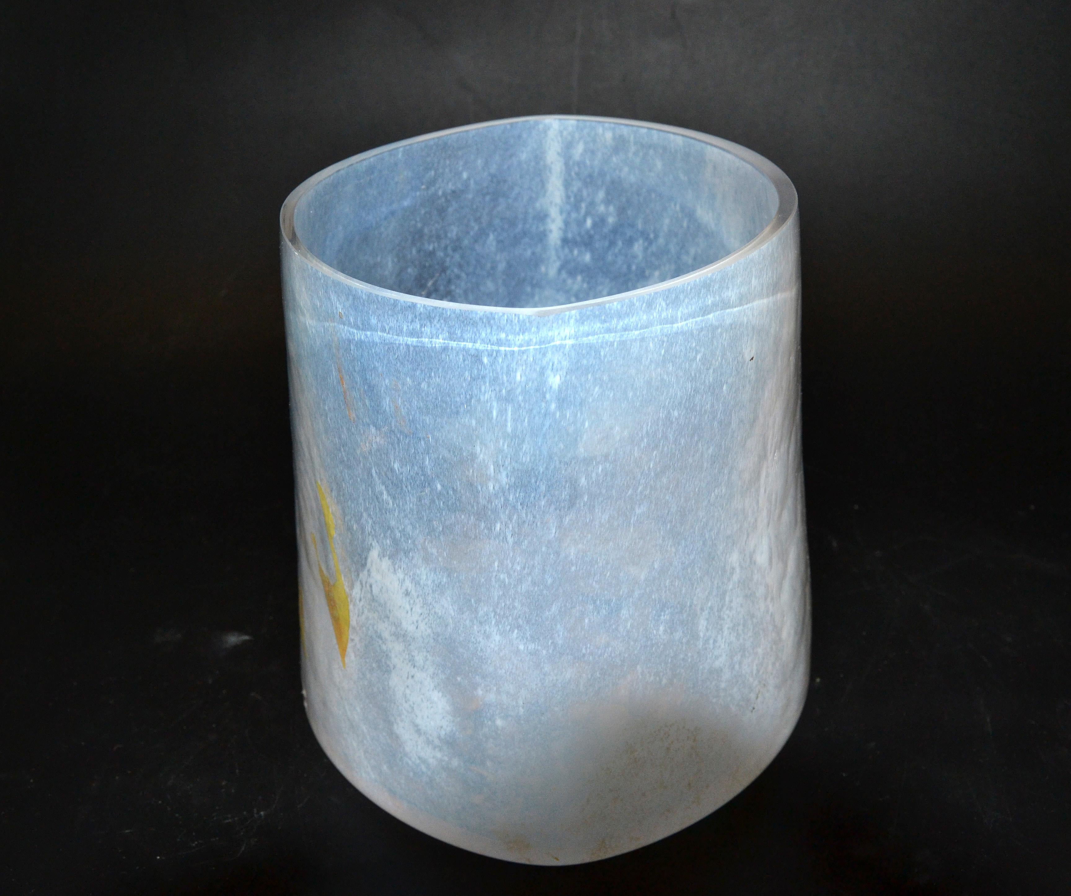 Hand-Crafted Kjell Engman Kosta Boda Catwalk Frosted Glass Vase Sweden Scandinavian Modern For Sale