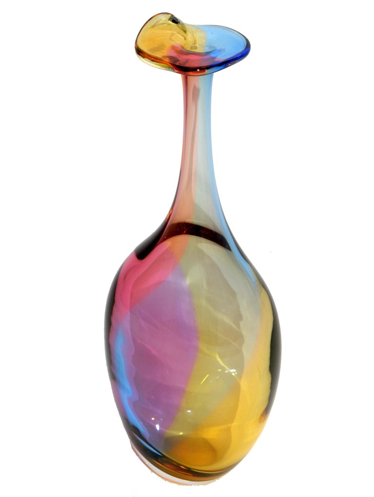 Kjell Engman Kosta Boda Fidji Collection Colorful Crystal Bud Vase  Scandinavian For Sale at 1stDibs