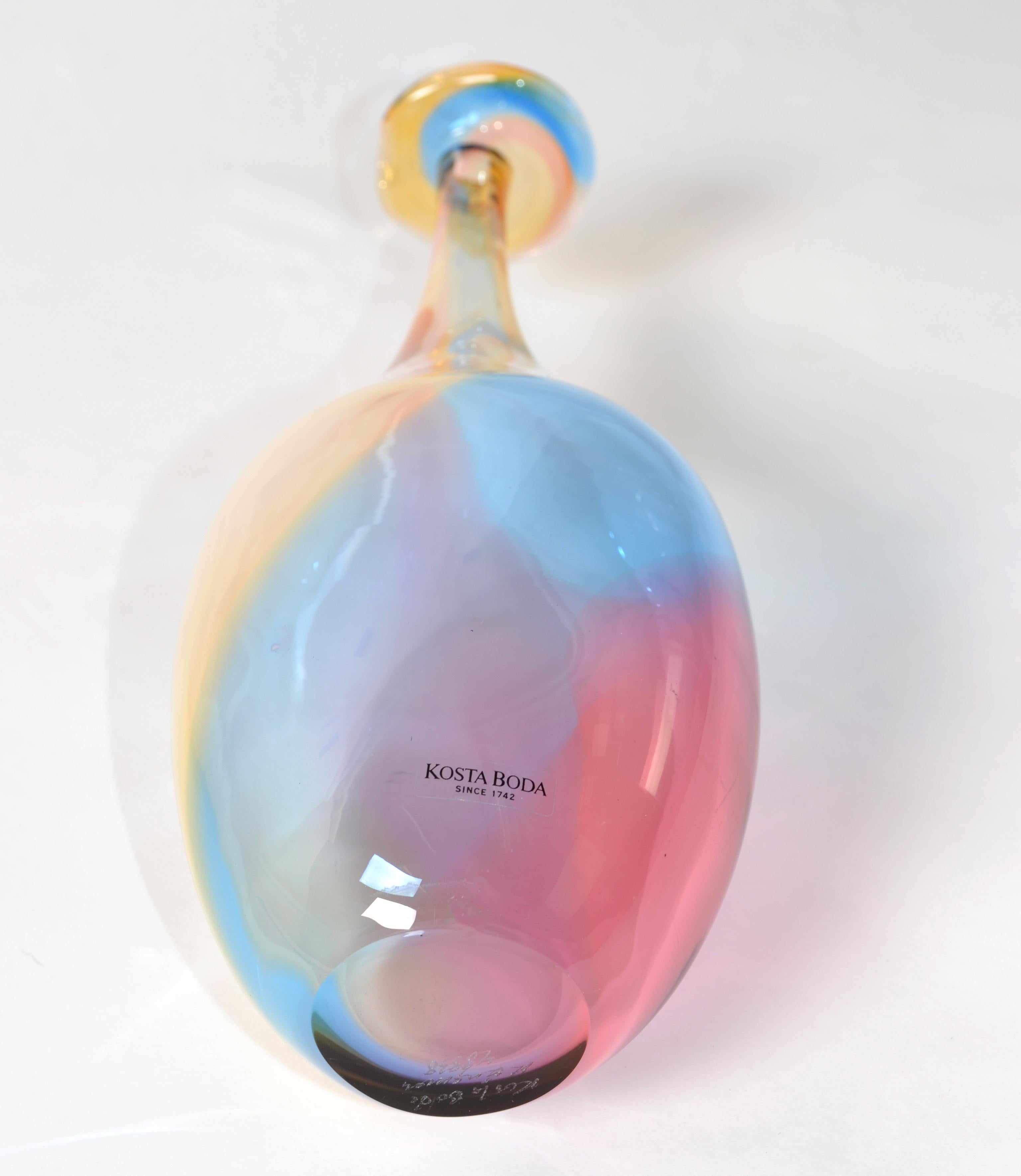 Kjell Engman Kosta Boda Fidji Collection Colorful Crystal Bud Vase Scandinavian For Sale 3
