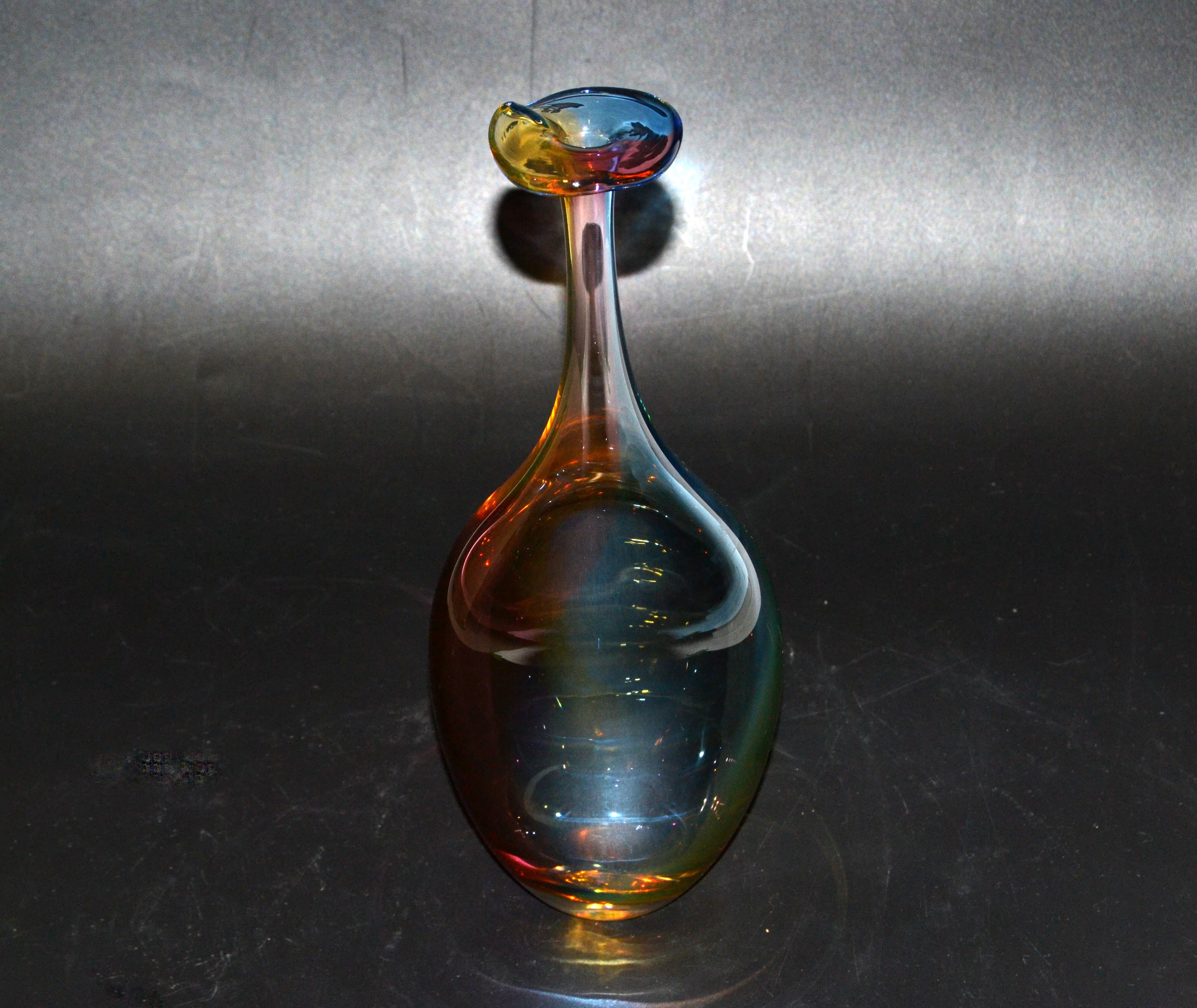 Hand-Crafted Kjell Engman Kosta Boda Fidji Collection Colorful Crystal Bud Vase Scandinavian