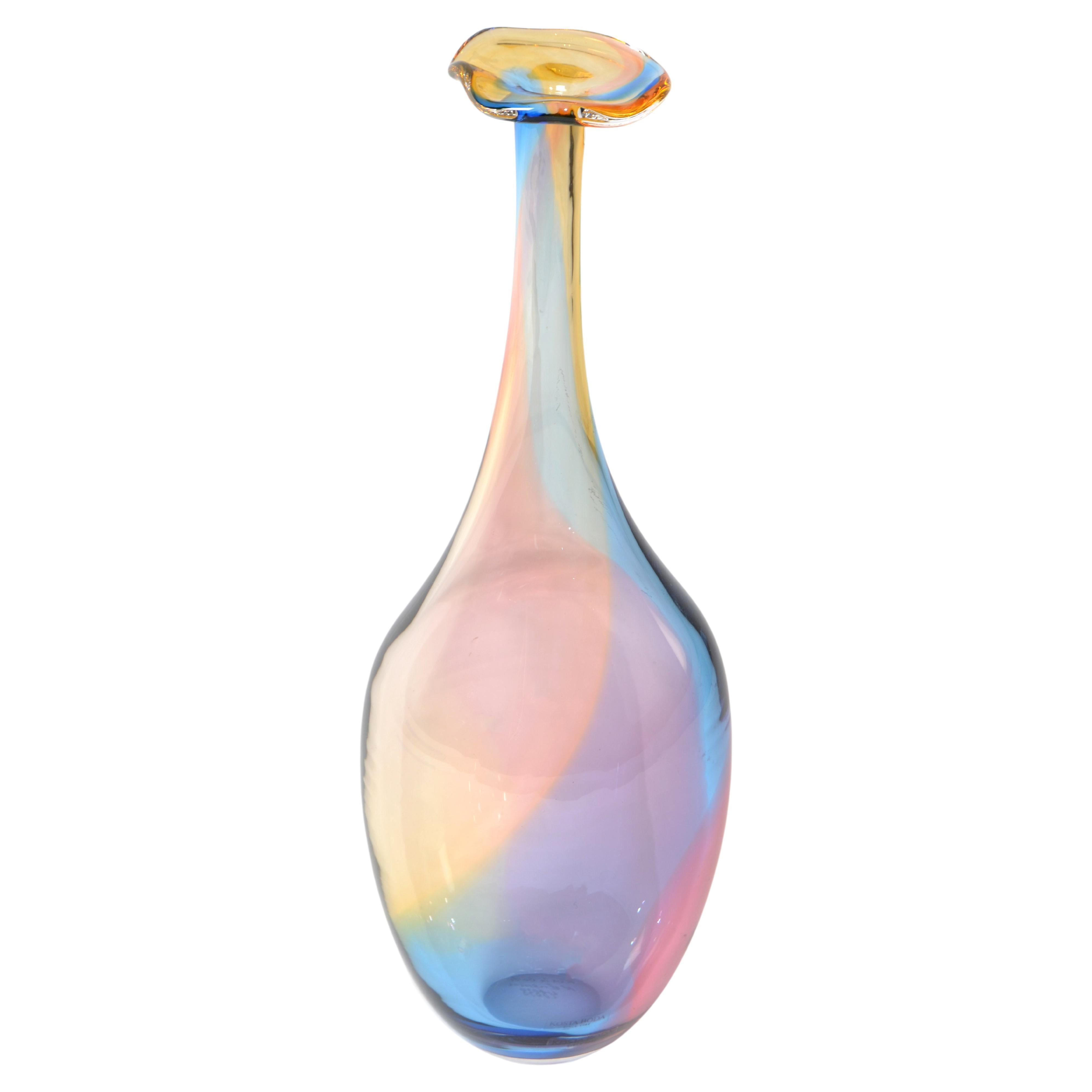 Kjell Engman Kosta Boda Fidji Collection Colorful Crystal Bud Vase Scandinavian For Sale