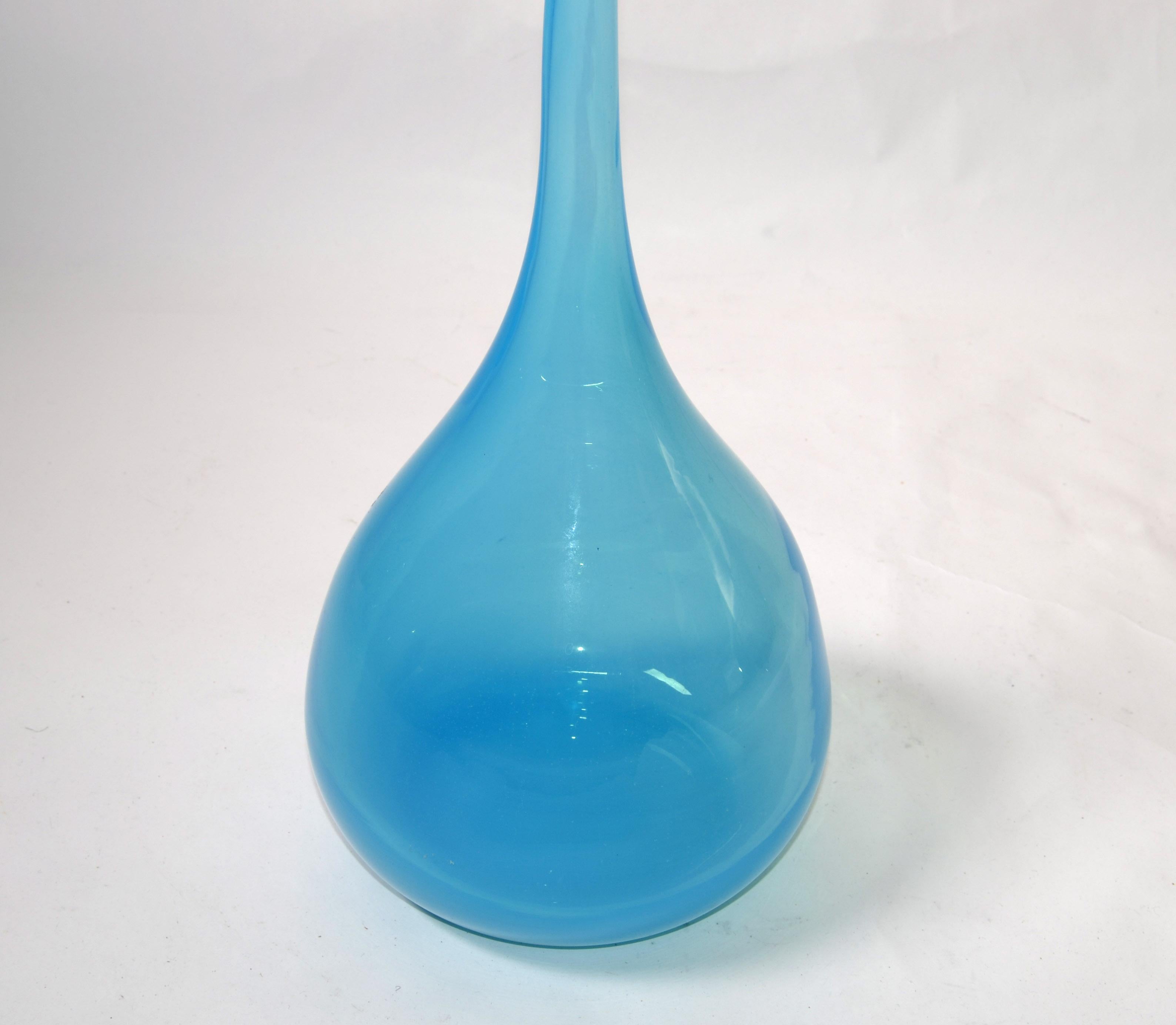 Kjell Engman Kosta Boda Style Blue Crystal Bud Art Vase Scandinavian Modern 1990 For Sale 1