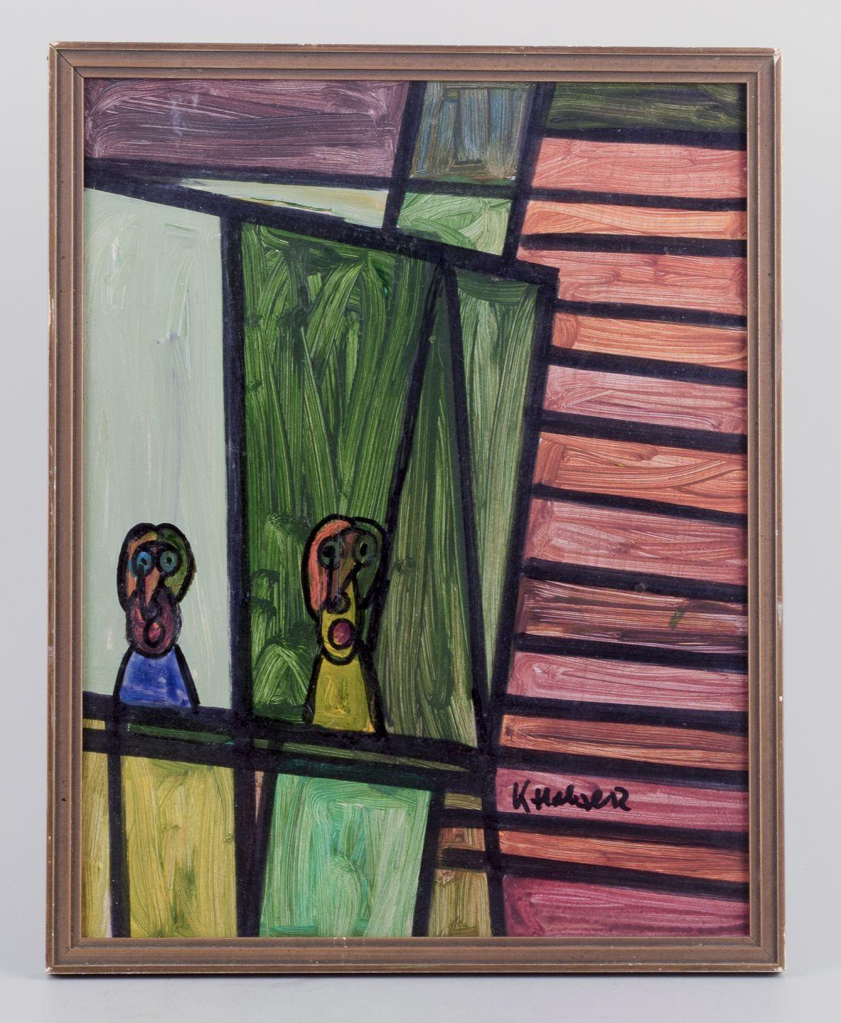 Pre-owned goods are exempt from import duties for U.S. customers. 
Therefore, no import tariffs will be applicable to your purchase.

Kjell Hobjer (1951-2025), listed Swedish artist.
Oil on panel.
Abstract/naïve style. Title: 
