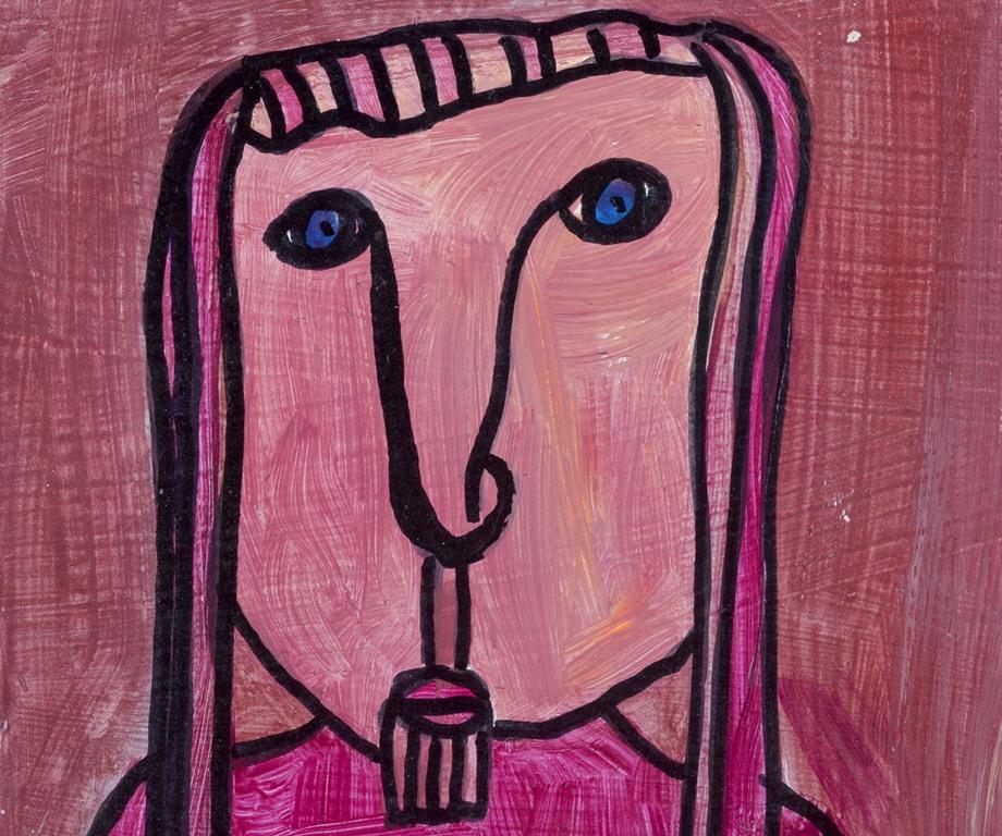 Suédois Kjell Hobjer, artiste suédois classé Huile sur panneau. Figure de style naïf. 2003 en vente