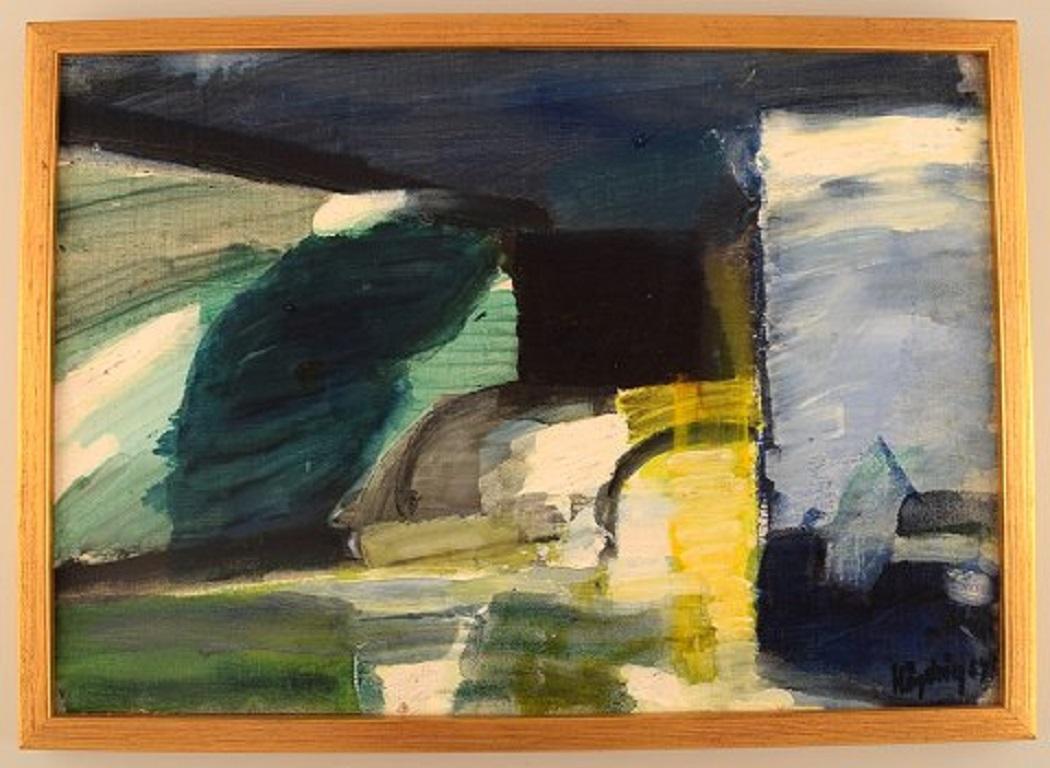 Kjell Högström, Sweden. Oil on board. Modernist landscape. Dated 1967.
The board measures: 43.5 x 30.5 cm.
The frame measures: 2 cm.
In excellent condition.
Signed and dated.