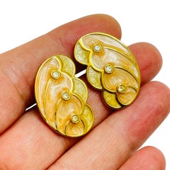 KJL AVON vintage gold enamel rhinestone designer earrings
