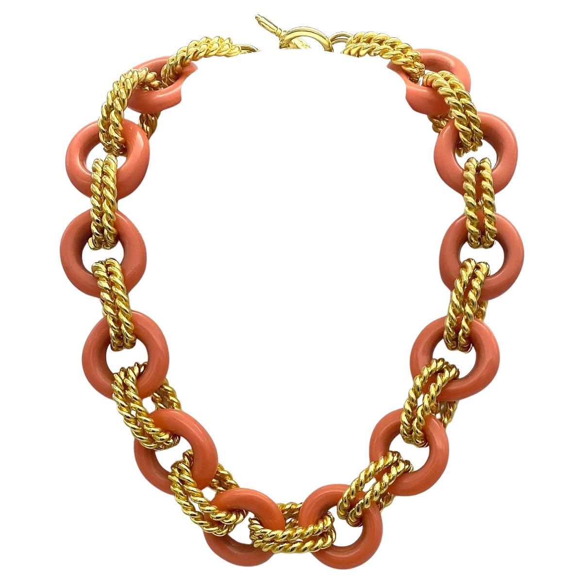 KJL Chunky Gliederhalskette aus Koralle und Gold im Angebot 2