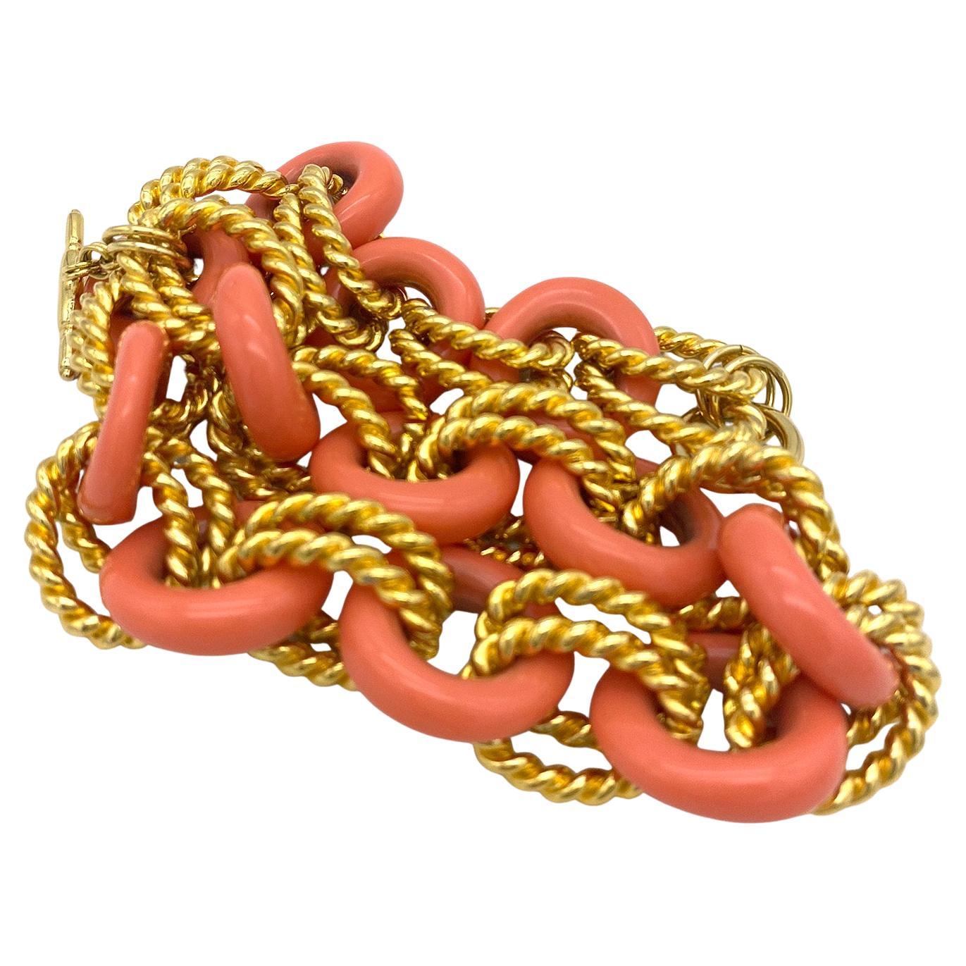 KJL Chunky Gliederhalskette aus Koralle und Gold im Angebot 3