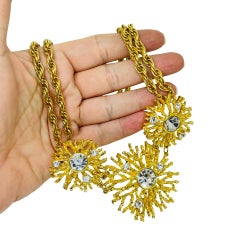 KJL für AVON signiert Vintage Gold Ton Kristall Starburst Kette Designer Halskette