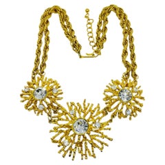 KJL für AVON signiert Vintage Gold Ton Kristall Starburst Kette Designer Halskette